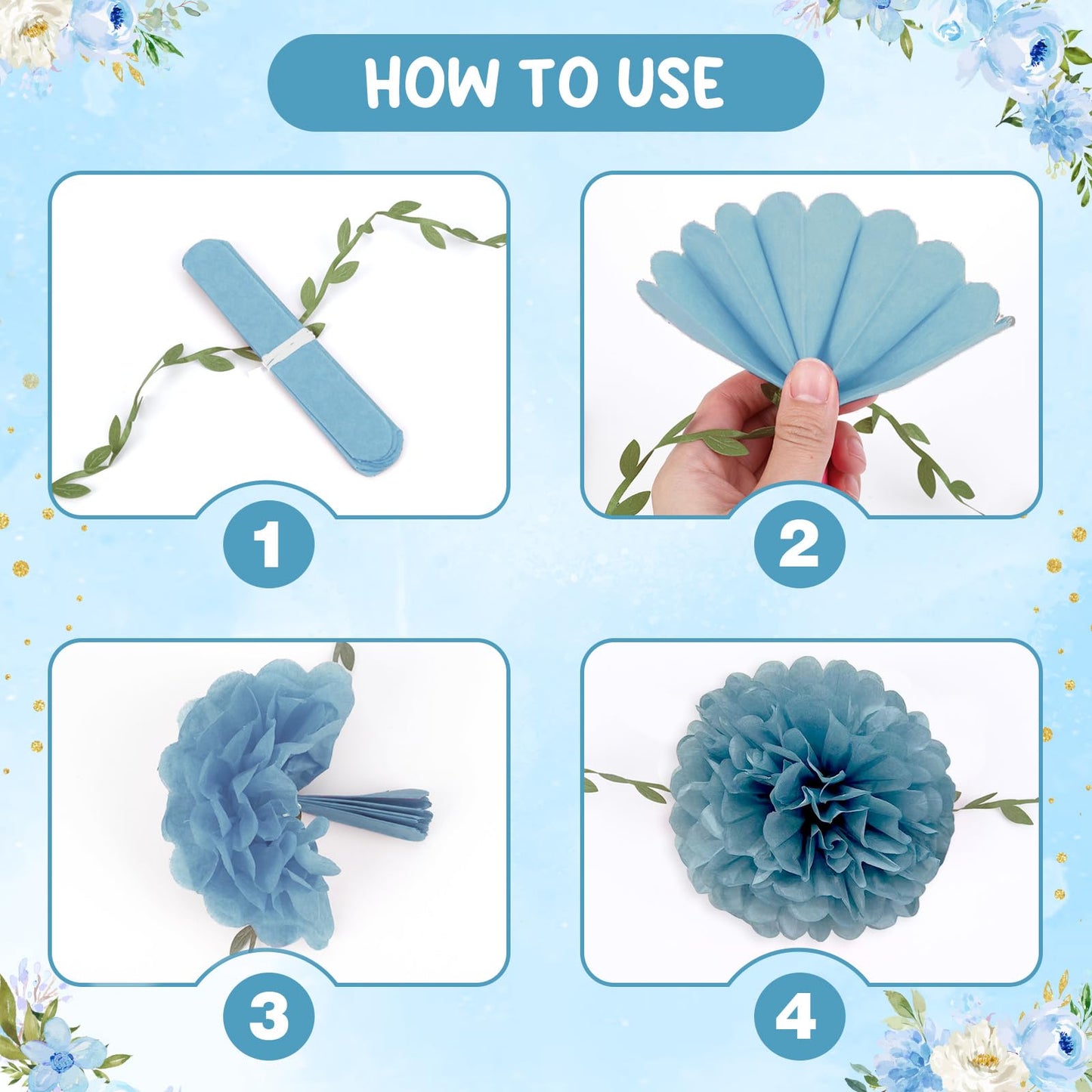kreat4joy 4pack Pink Purple Tissue Paper Pom Poms Flowers Garland Leaf Ribbon 98.42inches Pre-Strung Reusable Ceiling for Birthday Baby Shower Wedding Bridal Shower Home Event Wall Party Decoration BST220