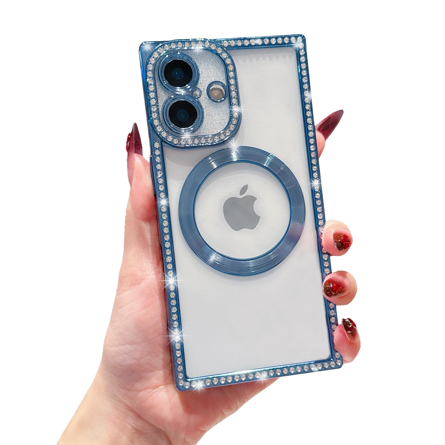 Owncase Magnetic for iPhone 13 Pro Case, Compatible with Magsafe, Crystal Diamonds Glitter Electroplated Edge Soft TPU Clear Phone Case for Women Girls, Gold WN420