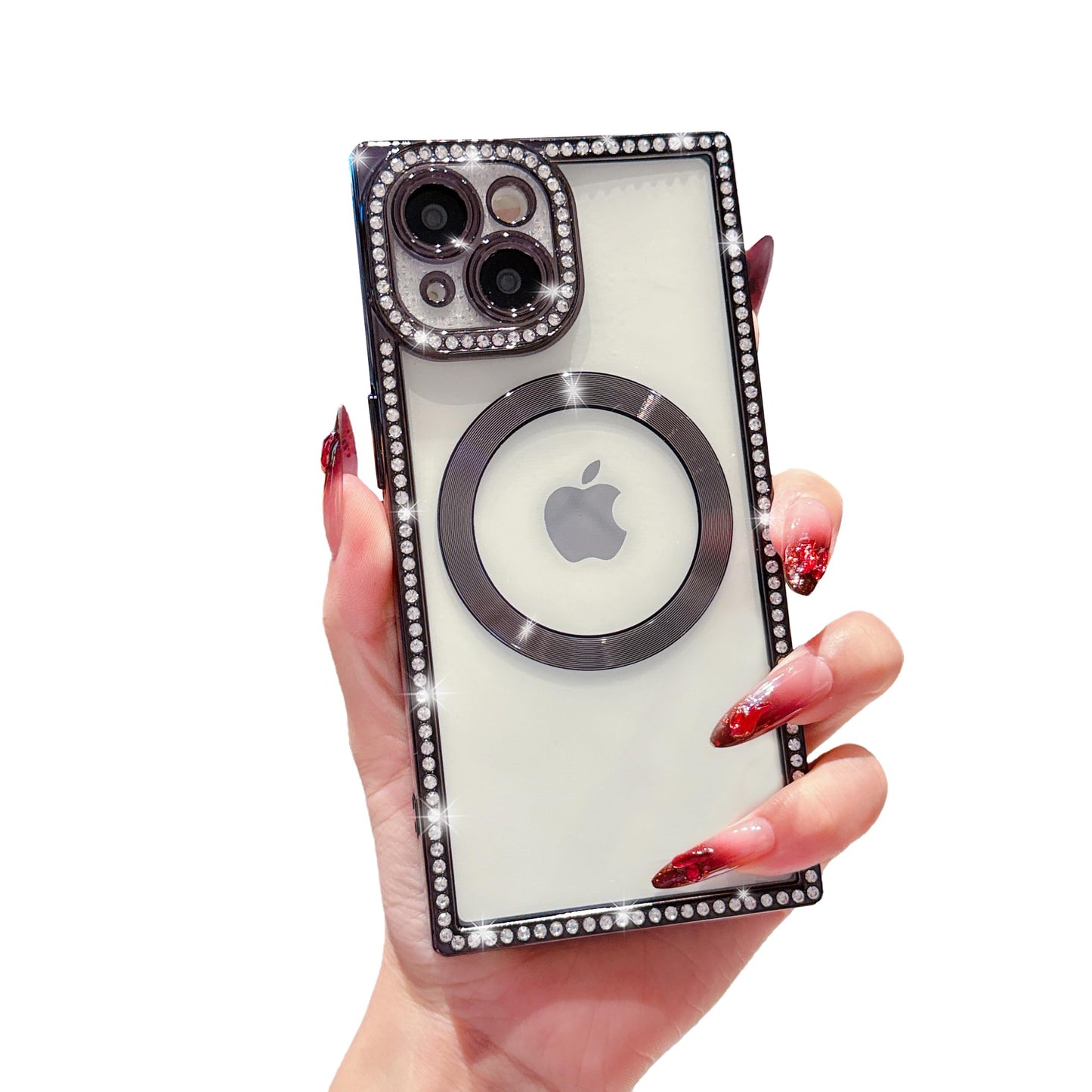 Owncase Magnetic for iPhone 13 Pro Case, Compatible with Magsafe, Crystal Diamonds Glitter Electroplated Edge Soft TPU Clear Phone Case for Women Girls, Gold WN420