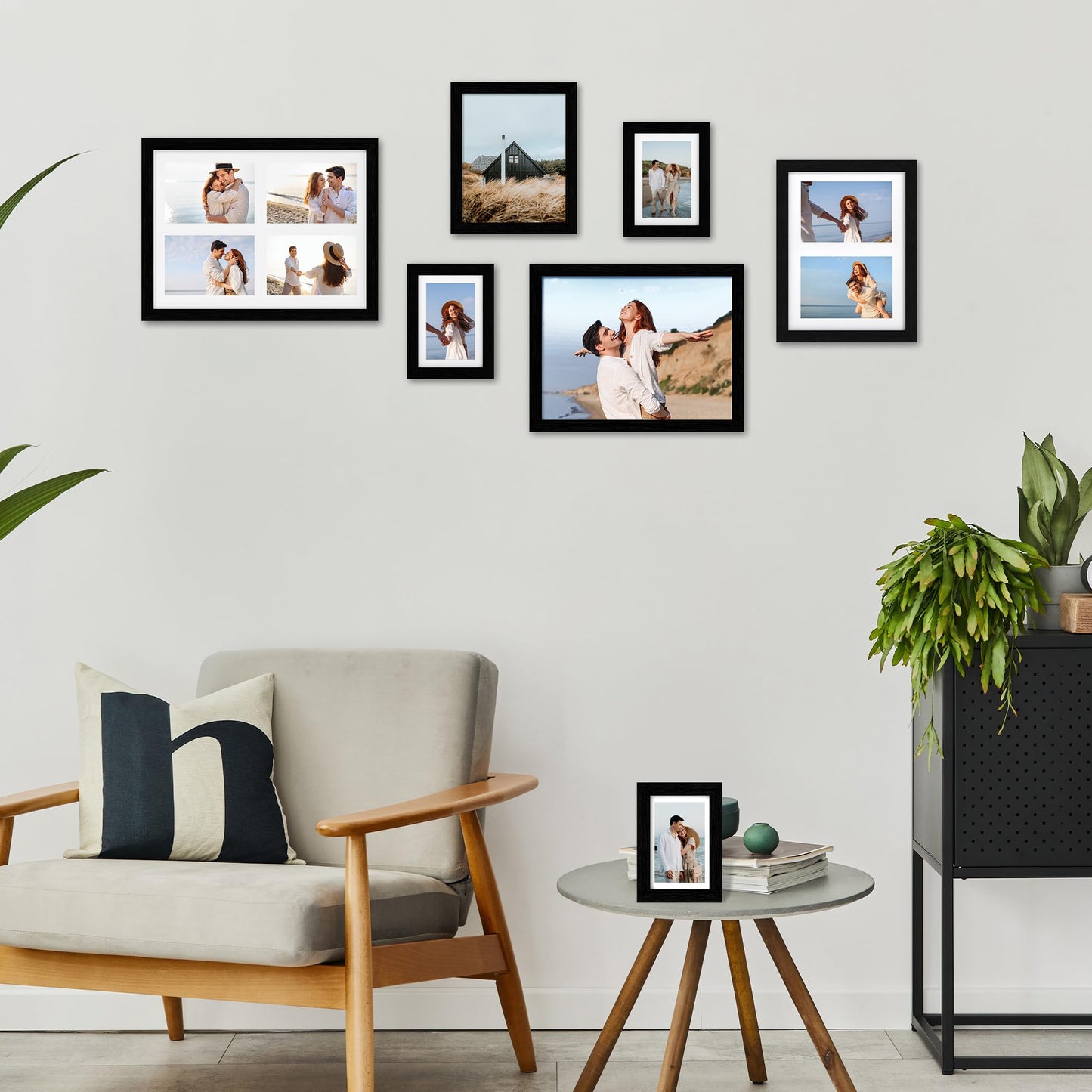 YESKAY 12x16 Picture Frame - 12 x 16 Photo Frame Made of Solid Oak Wood and Real Glass,Display Picture 4 Opening 5x7 with Mat or 12x16 Without Mat for Wall Mounting(Color Walnut) BST326H