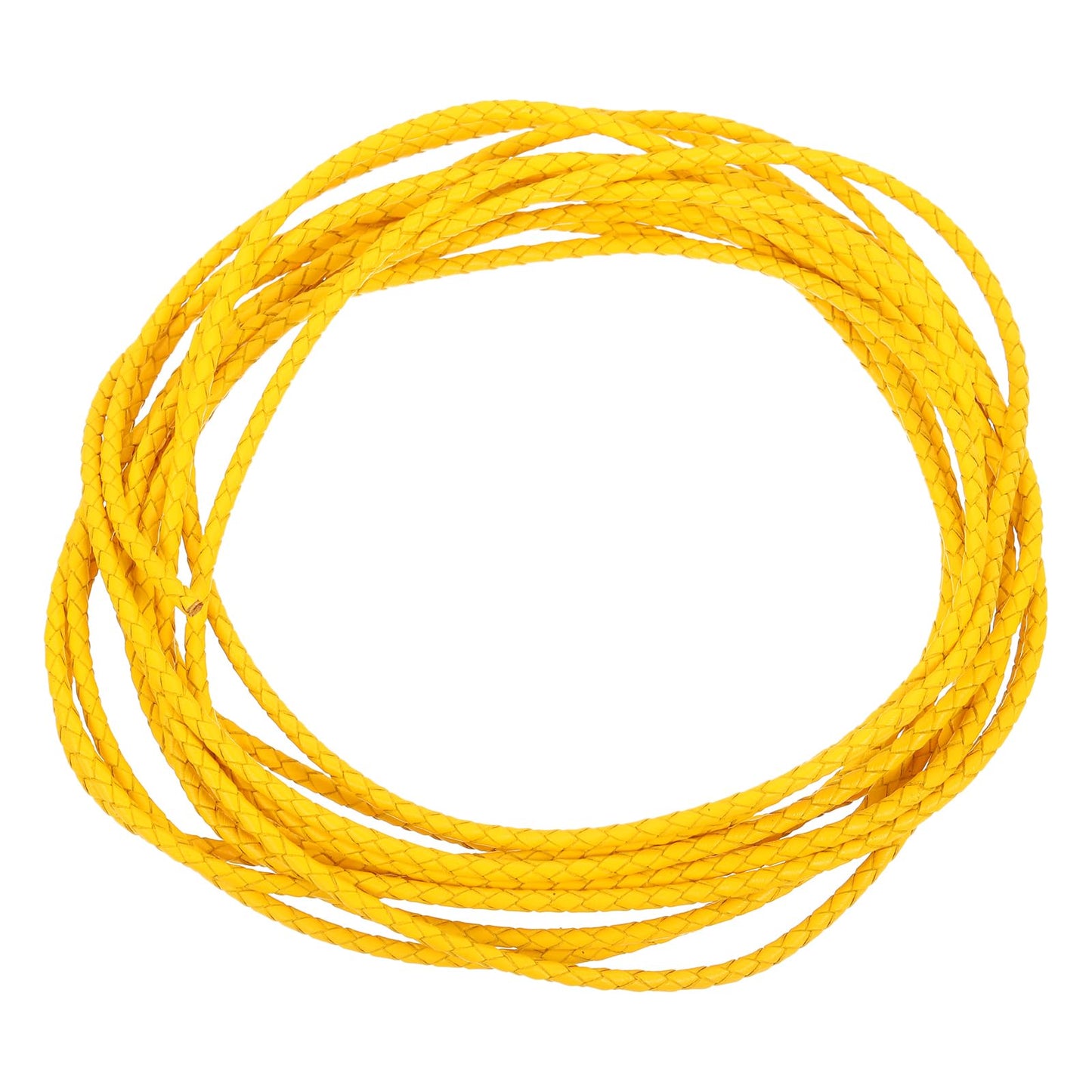 uxcell Leather Cord, 2.2 Yards 4mm Dia Braided String Strip for Purse Handbag Shoelace DIY Crafts Bracelet Making, Yellow BST326L