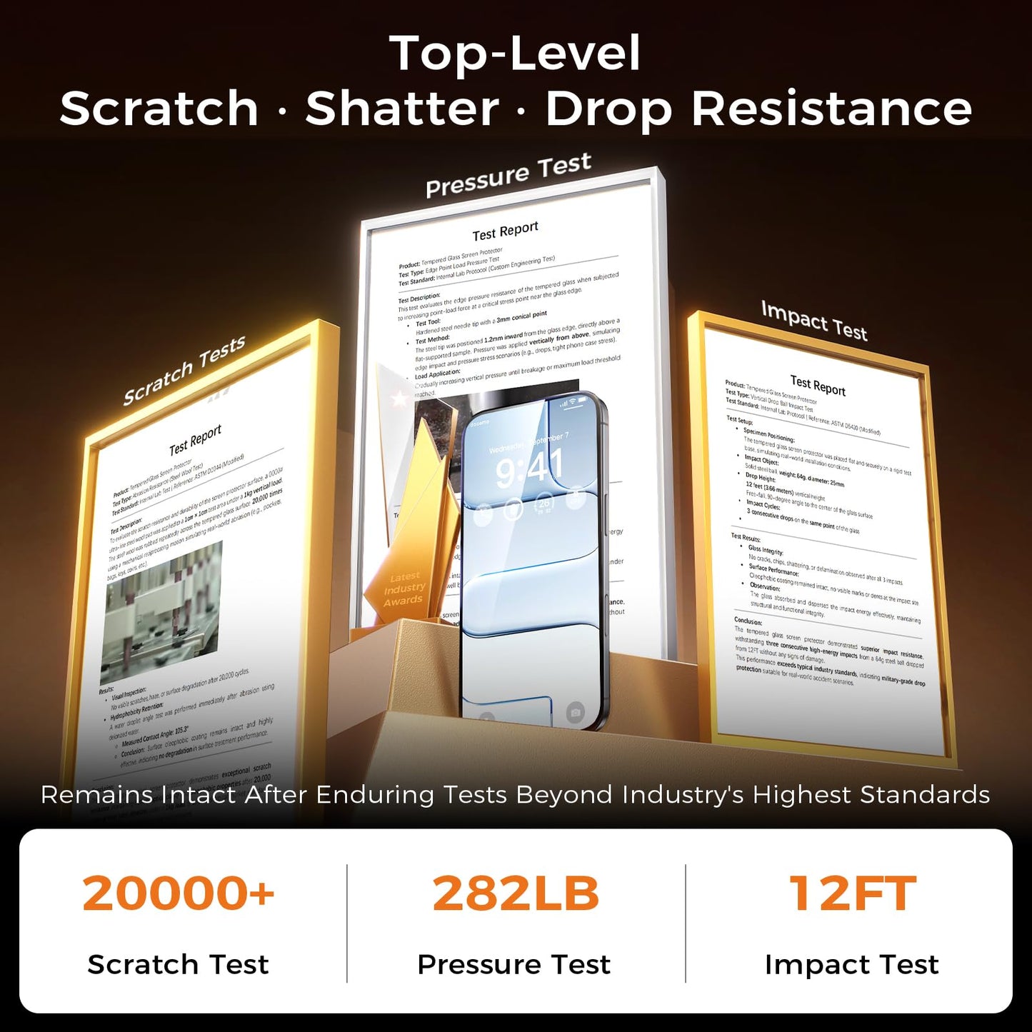 NeverBreak 9H+ Hardness for iPhone 17 Pro Screen Protector 12FT Military Grade Protection (Scratch, Shatter, Drop Resistance) Tempered Glass Full Edge Coverage 6.3" 2025, 2 Pack with De-Bubble Card WN420