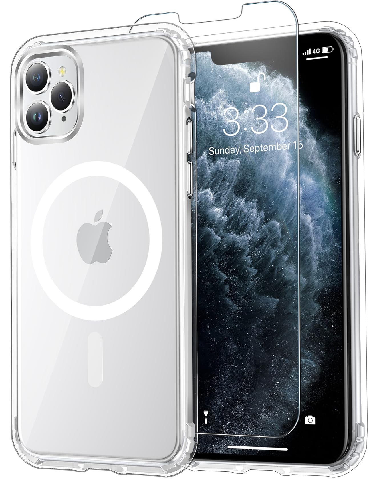 for iPhone 17 Pro Max Case Clear with Screen Protector, Compatible with Magsafe, Anti-Yellowing, Military-Grade Protection, Shockproof Slim Magnetic Phone Case Cover, Black WN420