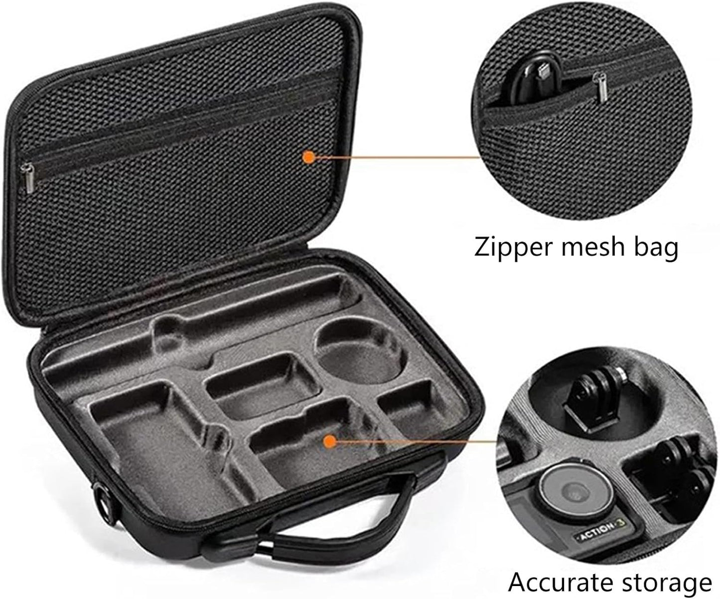 for Action 5 4 3 Portable Case Waterproof Bag Charging Adapter Battery Base Selfie Stick Storage Handbag