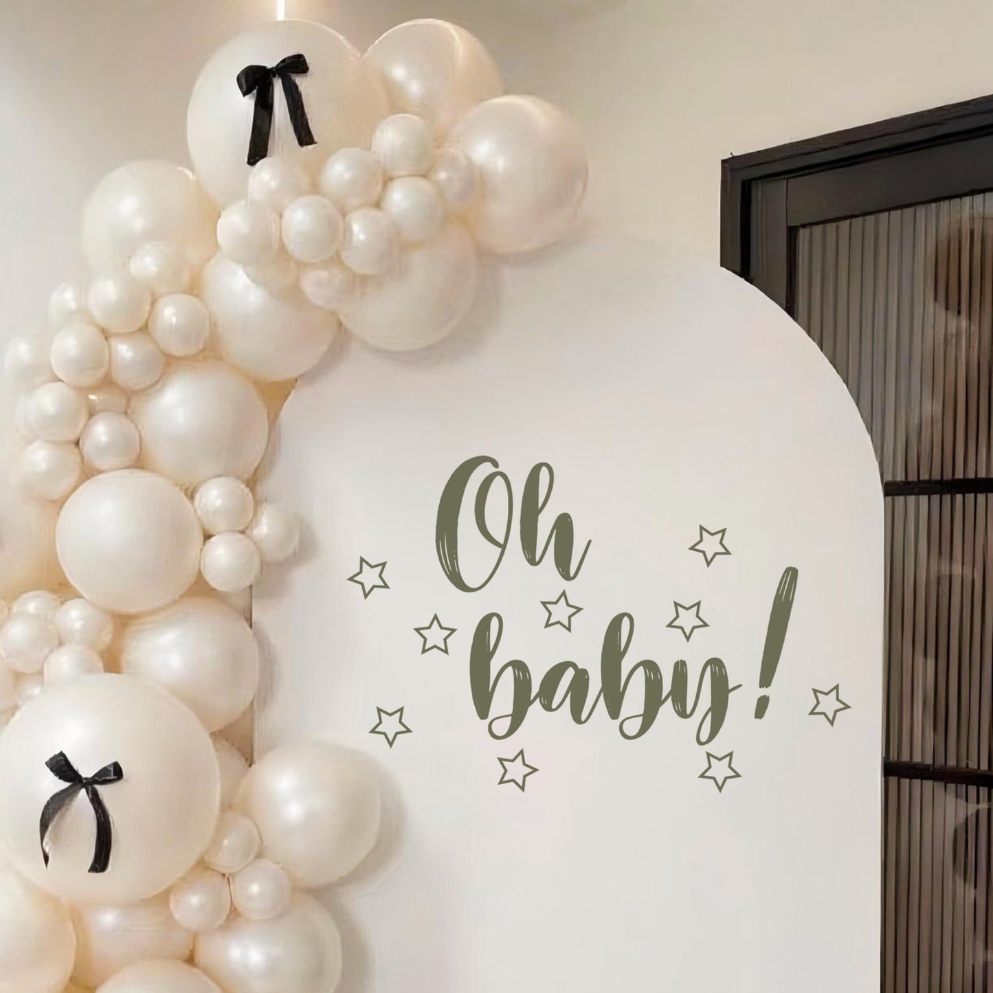 BOOMPA We are Over The Moon Baby Shower Wall Decal, Vinyl Round Arch Decoration, 35.4 x 11.8 inches, Matte Black (Black （Moon）) BST220