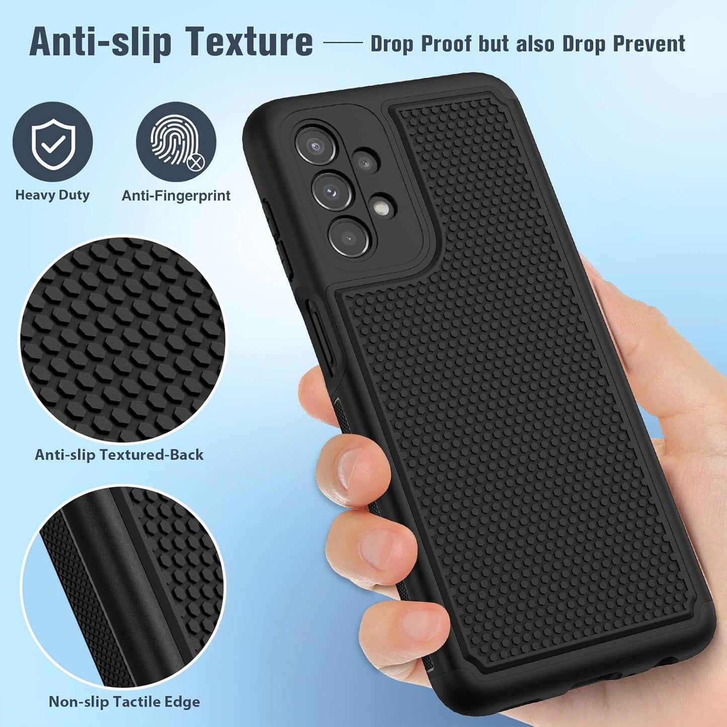 FNTCASE for Samsung Galaxy A23 5G Case: (Samsung Galaxy A23 4G LTE) Dual Layer Protective Heavy Duty Cell Phone Cover Shockproof Rugged with Non Slip Textured Back Bumper - 6.6inch Black WN420