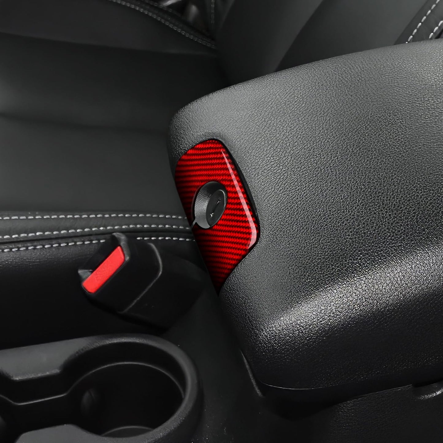 Car Gear Shift Lower Panel Sticker Carbon Fiber Decal Interior Trim Cover for Jeep Wrangler 2011 2012 2013 2014 2015 2016 2017 Accessories (Red) BST220