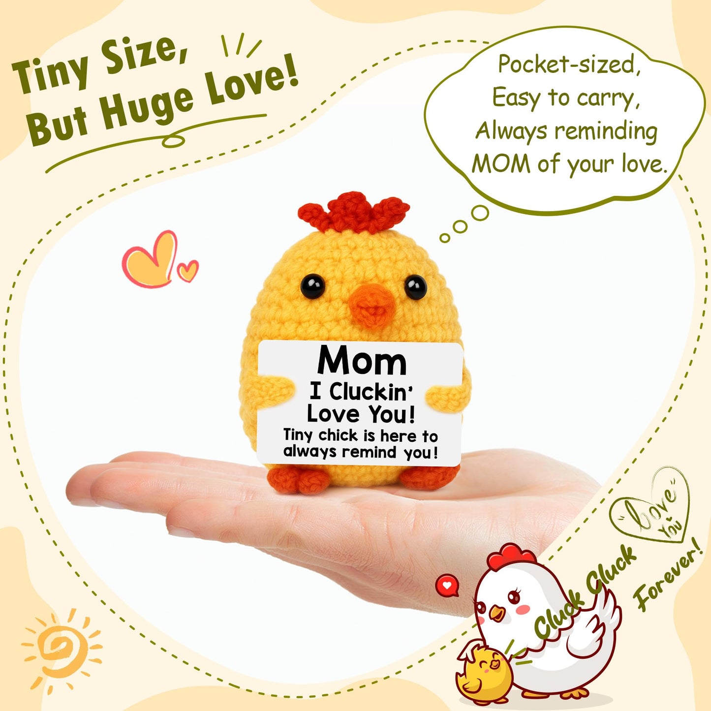 Grandma Birthday Gifts from Grandkids, New Grandma Grandmother I Love You Gift, Grandparents Day Gifts for Grandmas Grandmother Nana Gigi, Christmas Stocking Stuffers Funny Handmade Crochet Chicken BST220