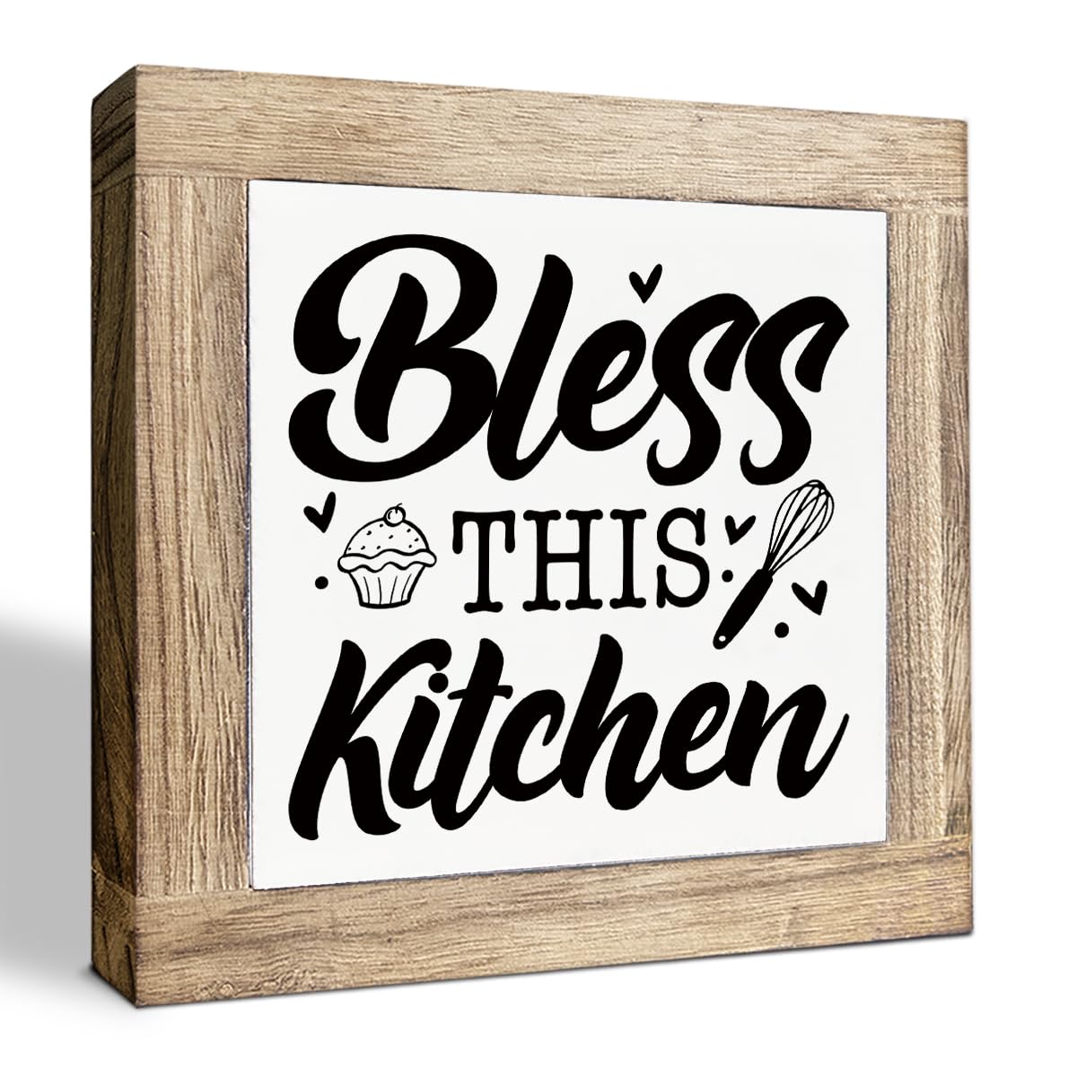 Just A Spoonful of Sugar Sign, Coffee Decor Sign, Rustic Kitchen Box Signs, Coffee Station Decor, Modern Farmhouse Home Decors for Kitchen Bar, Cafe Decors, Freestanding Wooden Plaque BST326L