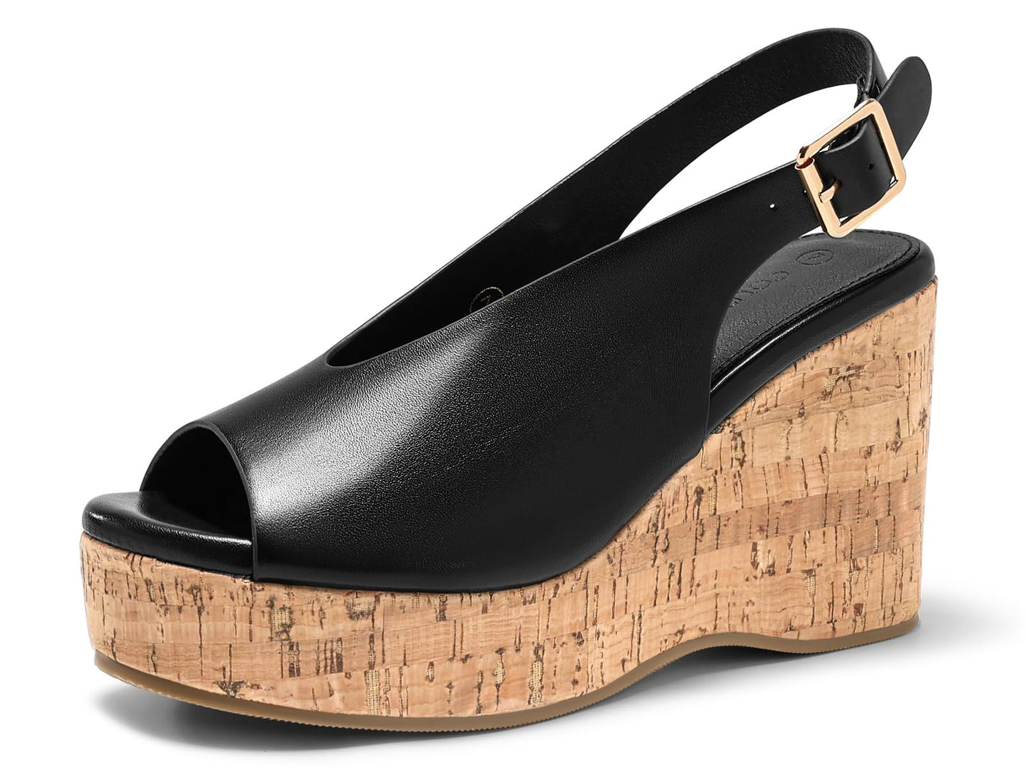 Coutgo Womens Platform Wedge Sandals Open Peep Toe Slingback Cork High Heels Summer Beach Shoes DD1210