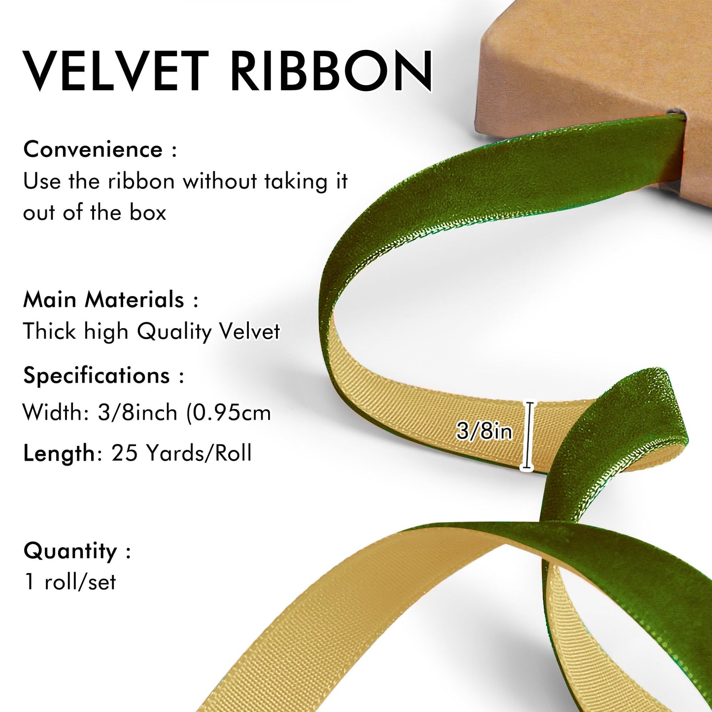 Copper Velvet Ribbon 1'' 25 Yards for Christmas Tree, Gift Wrapping, Flower Bouquet, Wreath Decorations, Bow Making