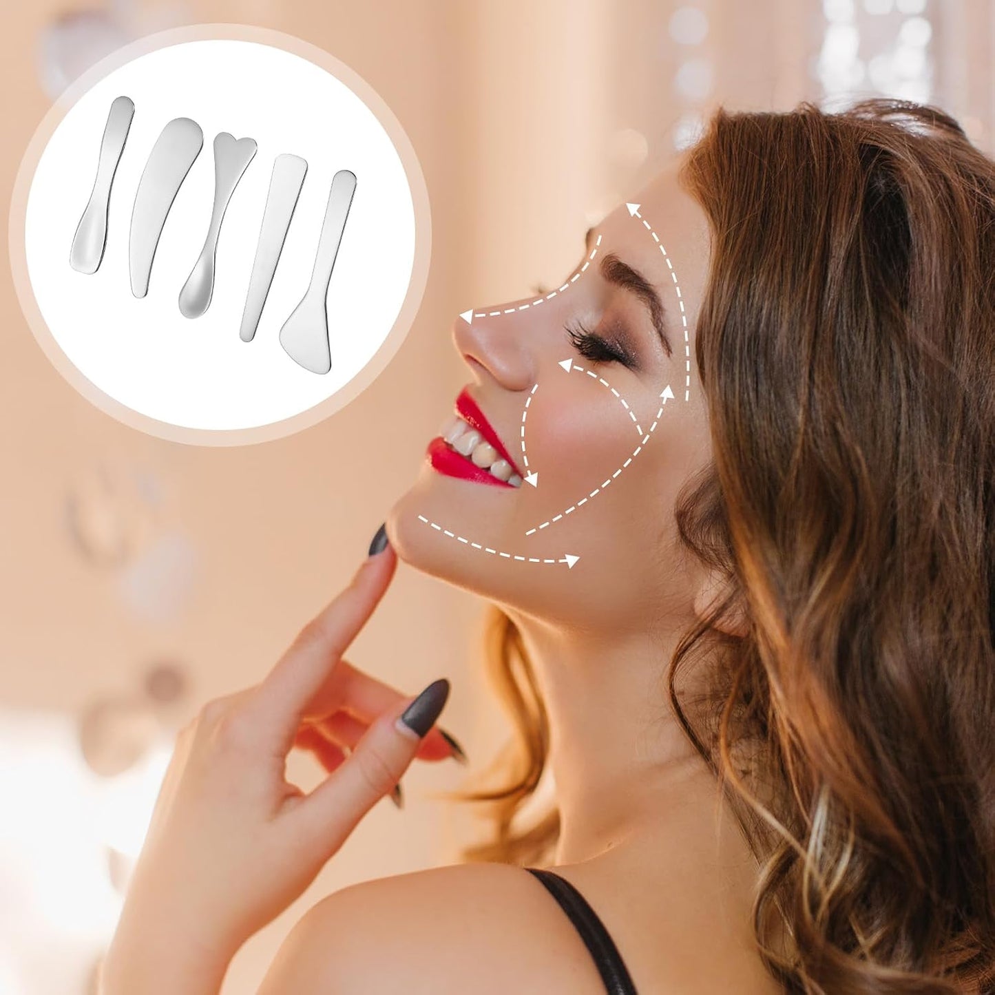 5pcs Stainless Steel Cream Spoon Mini Metal Makeup Spatula | Reusable Face Mask Applicator Multi Functional Beauty Spatulas Facial Massage Skincare Tools for Mixing and Sampling Face Ey BST202