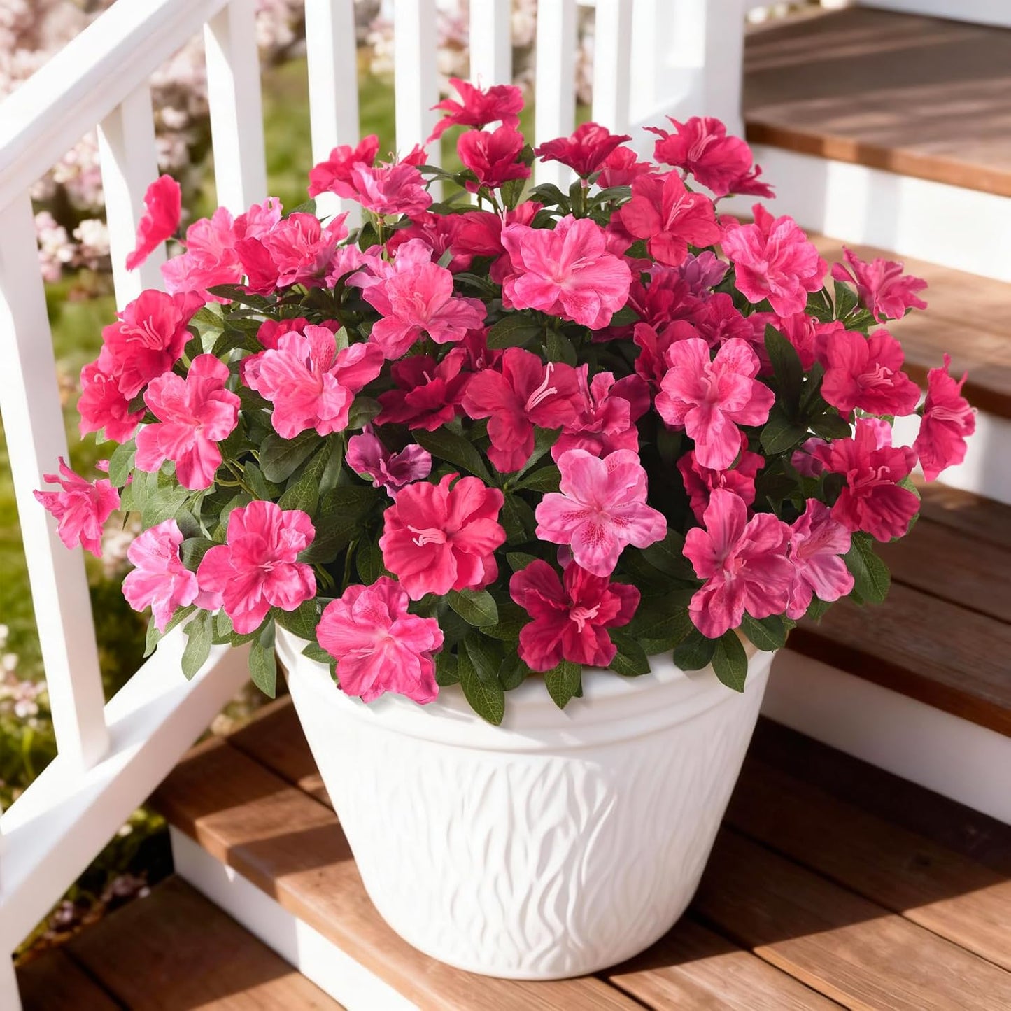 Hommyea Artificial Fake Flowers for Outdoor, 8 Bundles Faux Plants Silk Flowers Spring Decoration UV Resistant No Fade Plastic Flowers for Outside Planters Home Porch Patio Yard Garden Decor WN420