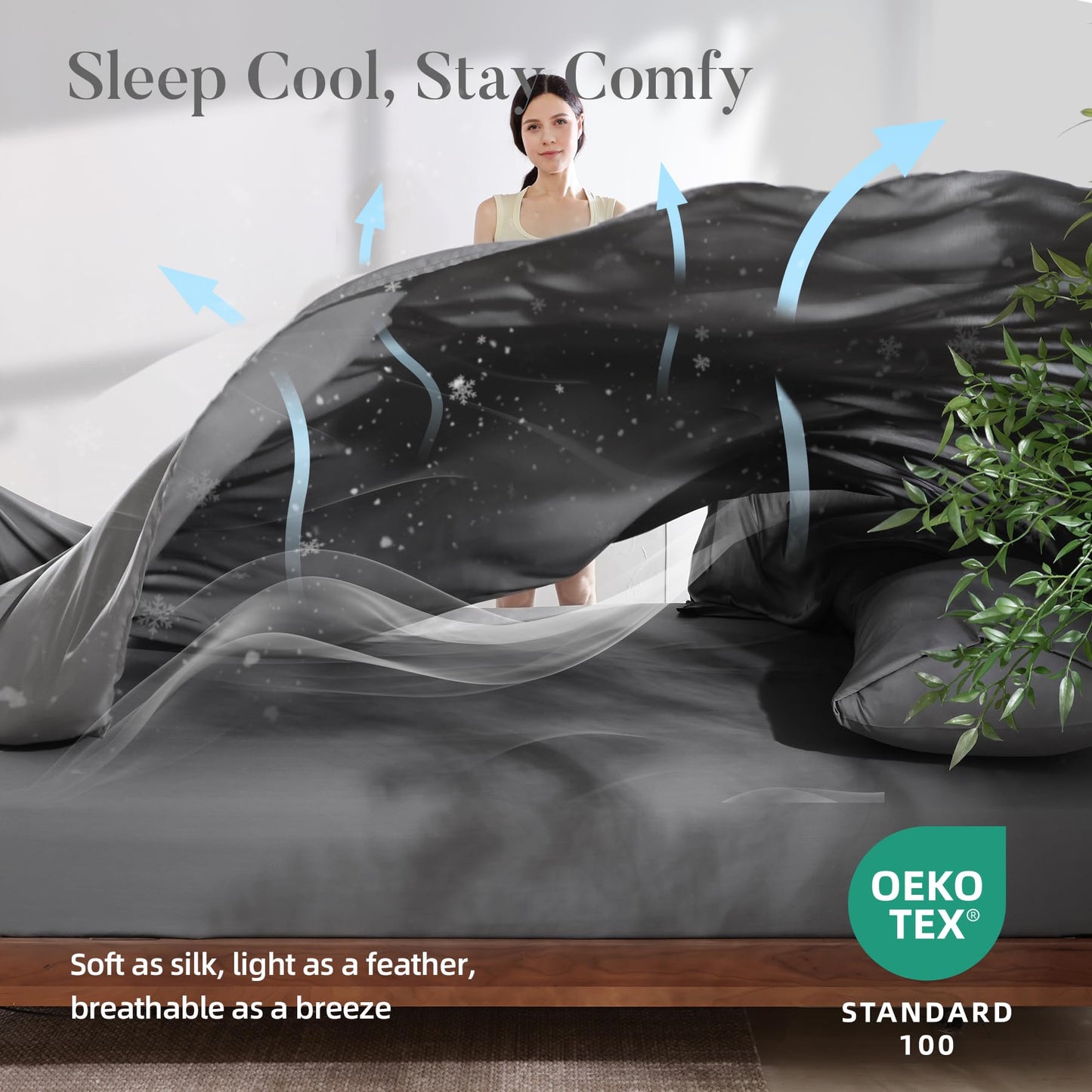 4 Piece Twin Size Sheet - Cooling Bed Sheets Set, Blend Rayon Derived from Bamboo, Breathable Soft Hotel Luxury Bedding & Pillowcases, Silky Fit 16 inch Extra Deep Pocket, Oeko-Tex - Olive Green BST326H