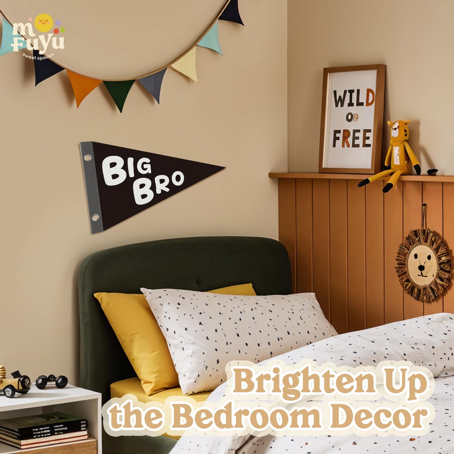 Boy Nursery Decor Pennant Banner Flags Decor, Playroom Essentials, Dude Felt Banner Wall Art Decor for Toddler Kids Room Nursery,Boy Playroom Decor 7.4x14 Inch BST326H