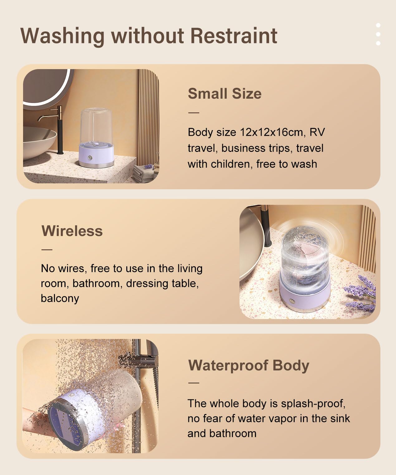 Wireless Mini Washing Machine for Dormitory, Portable Small Washer, No Need to Plug in, No Need to Drain, 1L Capacity Compact Mini Washing Cup,Green BST220