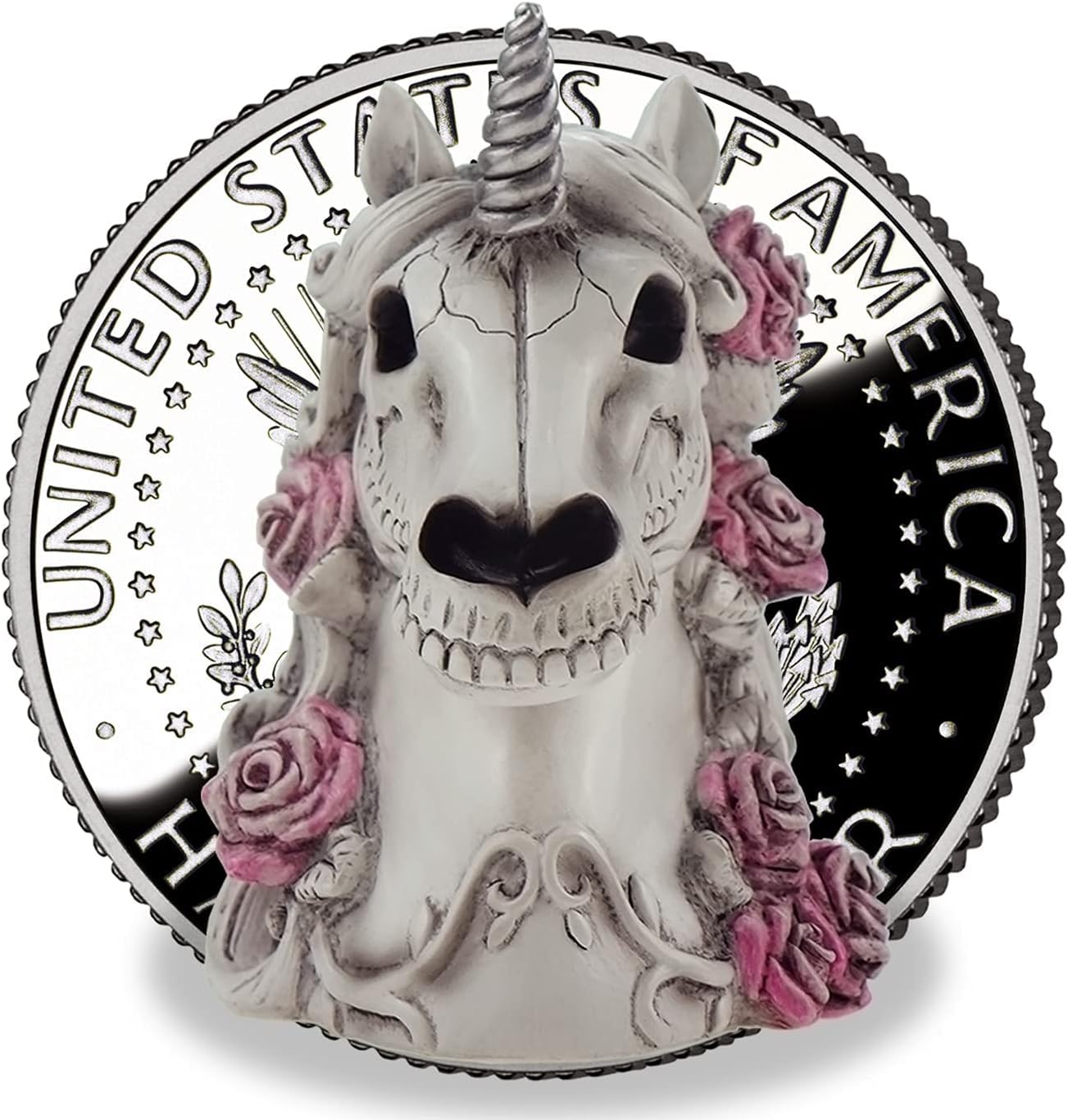 Gothic Unicorn Skull Piggy Bank Sugar Skull Gift for Women Adults Halloween Skeleton Day Dead Goth Home Decor BST220