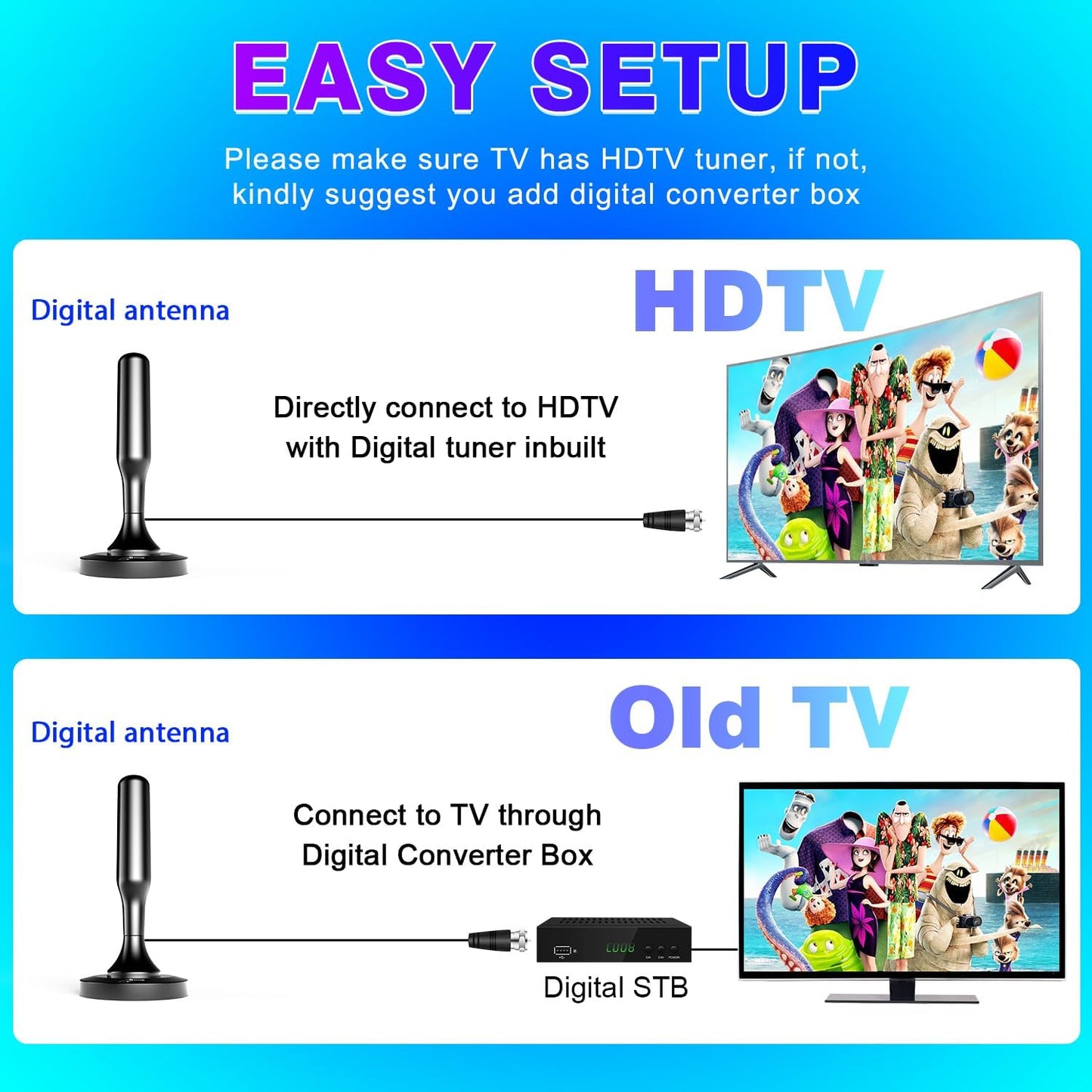 360° Reception Strong Magnetic Bas Digital HDTV Antenna 79