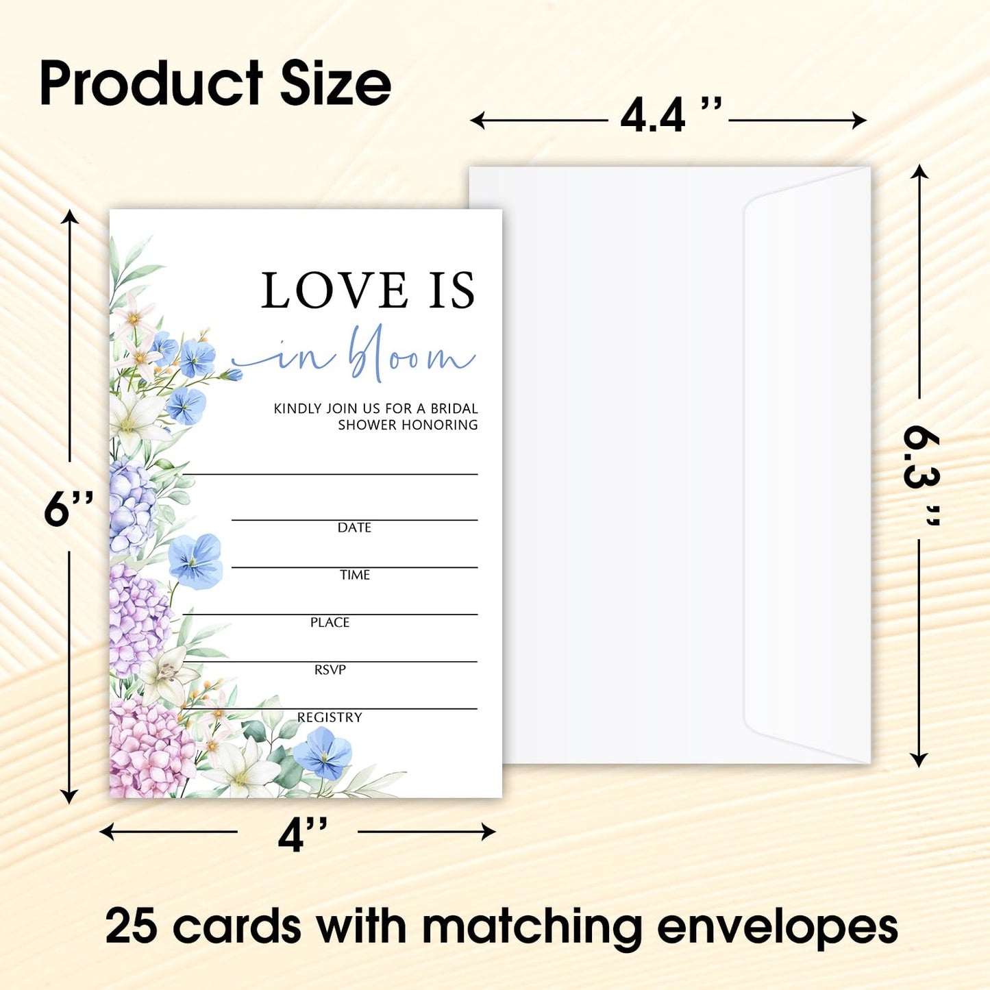 50 Years Anniversary Bridal Shower Invitations Cards, Set of 25 Gold Foil Floral Fill in Style 50th Year Wedding Invites Cards with Envelopes for Couples Marriage Party Supplies-T05 WN420