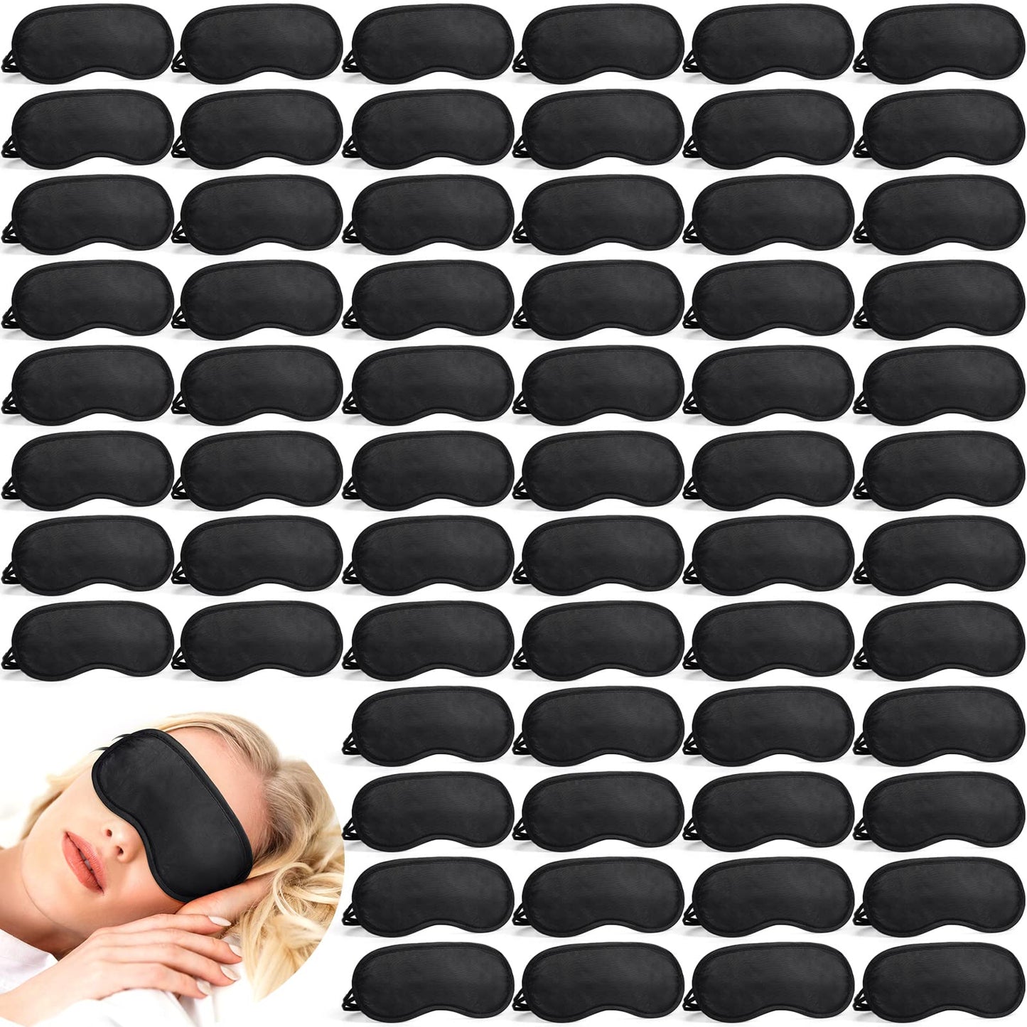 Tarpop 200 Pcs Eye Mask Sleeping Blindfold Eye Cover with Adjustable Strap for Games Party Team Building Travel Individually Wrapped Sleep Mask for Women Men (Blue)