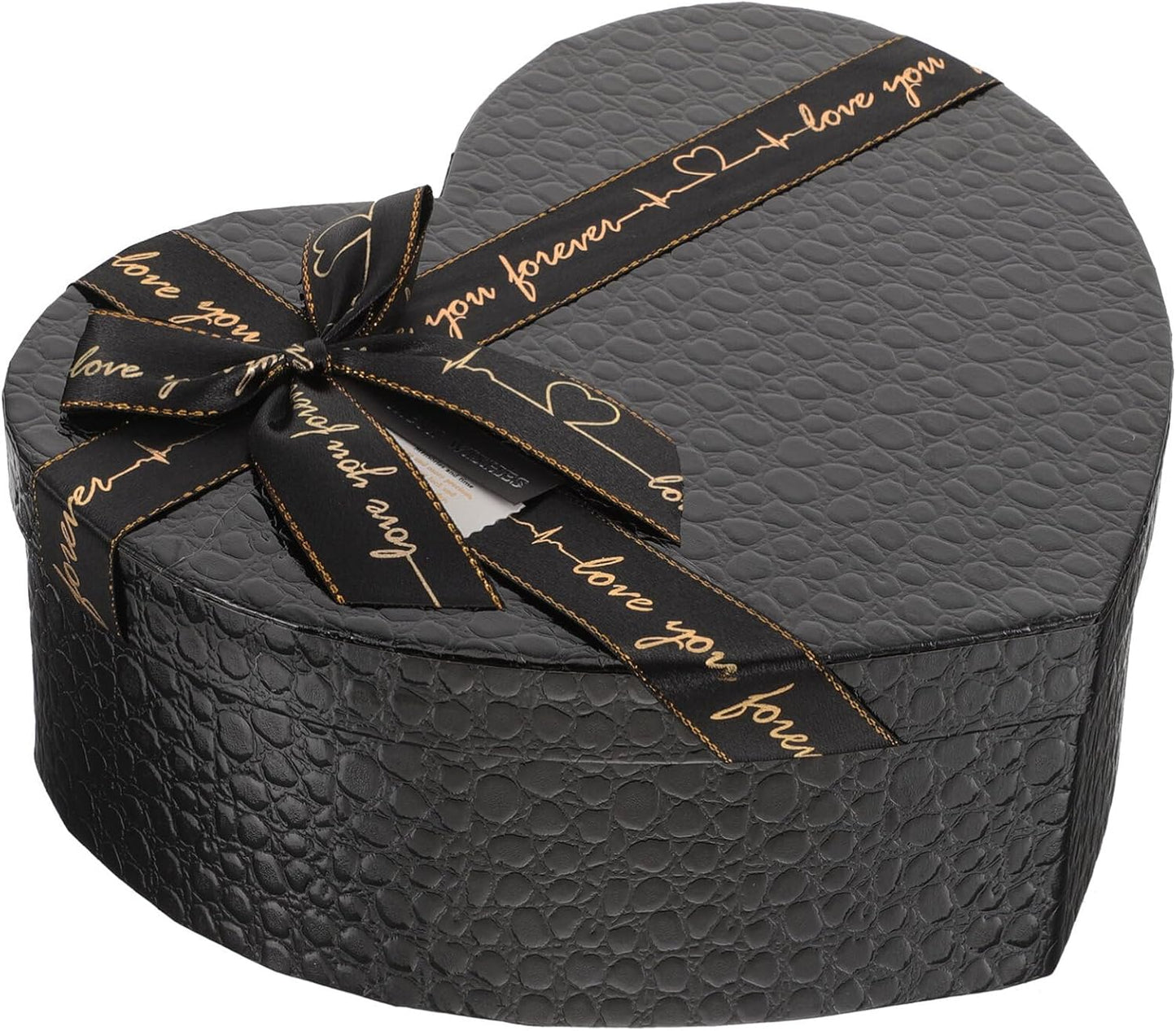 SHINEOFI Black Heart Shaped Box Valentine's Day Mother's Day Wedding Birthday Present Box for Jewelry Chocolates Flowers Packaging 9.06X6.89X3.54 Inches BST326H