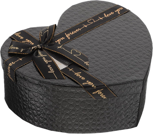 SHINEOFI Black Heart Shaped Box Valentine's Day Mother's Day Wedding Birthday Present Box for Jewelry Chocolates Flowers Packaging 9.06X6.89X3.54 Inches BST326H