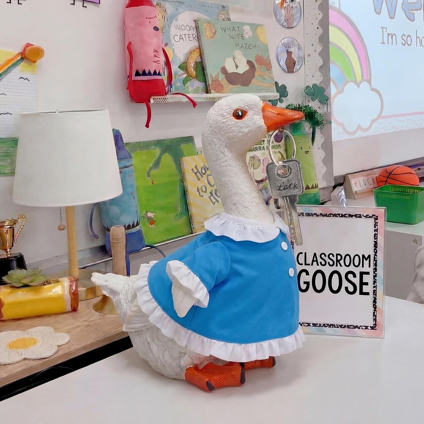 Wenqik Silly Goose Classroom Decor 7 Inch Magnetic Goose Key Holder Teacher Desk Back to School Decor Office Table Home Funny Classroom Accessories for Teacher Students First Day of School Gift BST326L