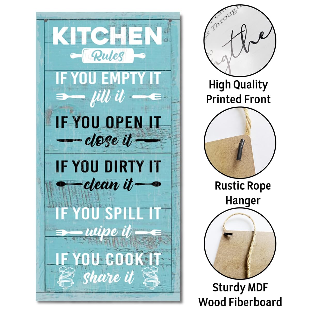 Rustic & Funny Bathroom Signs - Western & Farmhouse Bathroom Rules Wall Decor E1 BST202