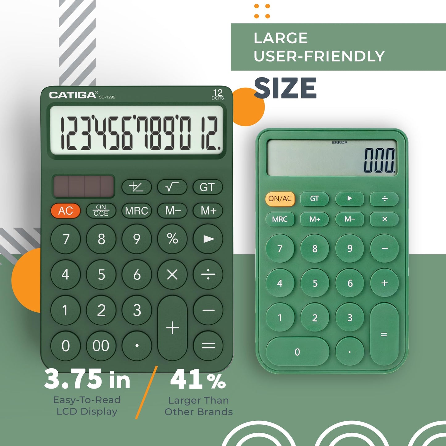 CATIGA 12 Digit Desktop Calculator Basic Desk Calculator with Large LCD Display RD12