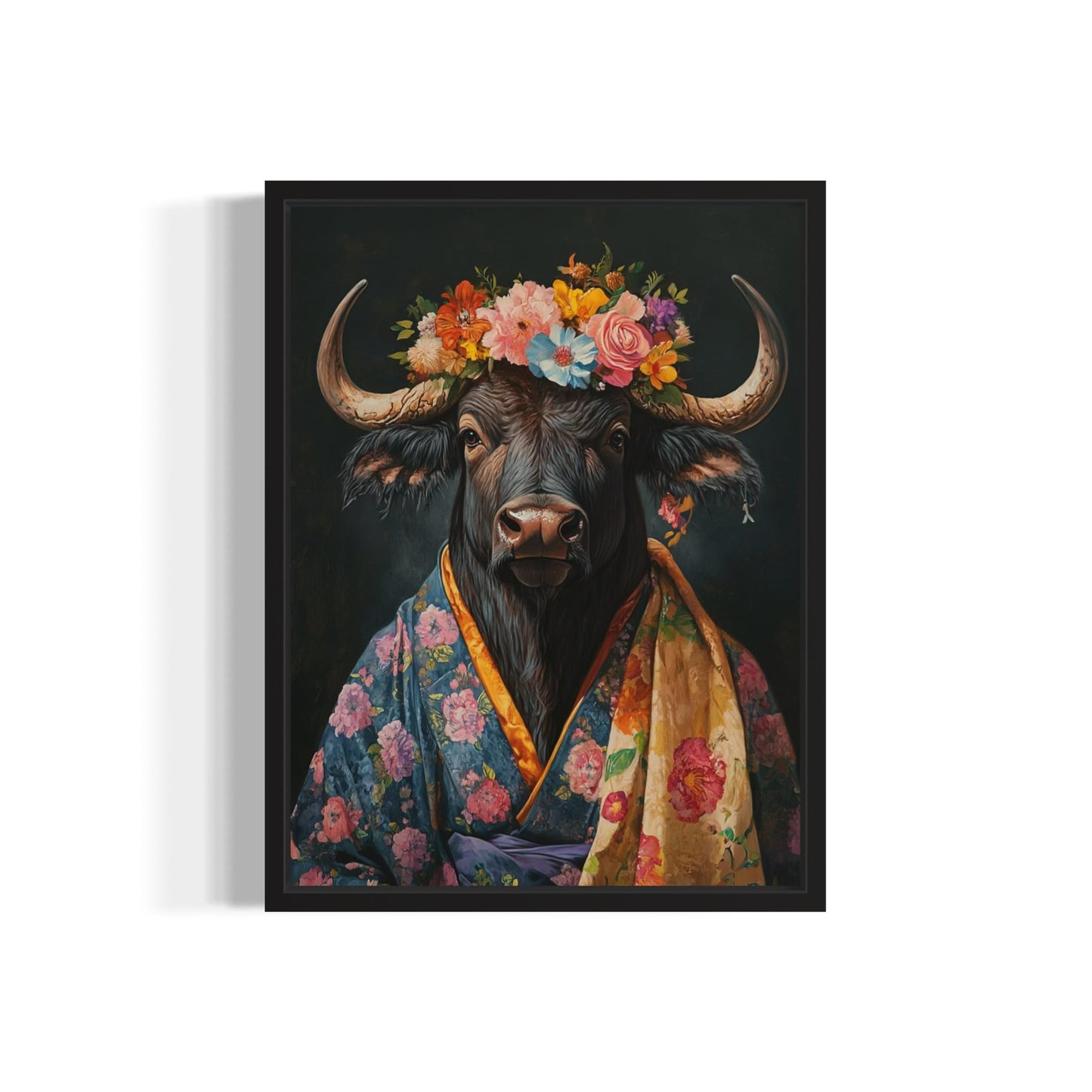 Moose Flower Head Unframed Wall Art Print Poster, Kimono Bathroom Dressing Room Decor Posters Prints for Restroom Home Picture Painting Artwork Gallery 7 (Moose, 16 x 20 inches, Unframed) BST220