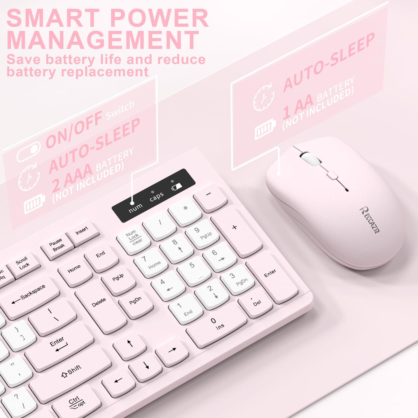 Wireless Keyboard and Mouse Combo, Full-Sized Wireless Keyboard and Adjustable DPI Mouse, 2.4GHz USB Receiver, Silent Keyboard and Mouse for PC, Windows, MAC, Desktop, Laptop (Avocado Green)