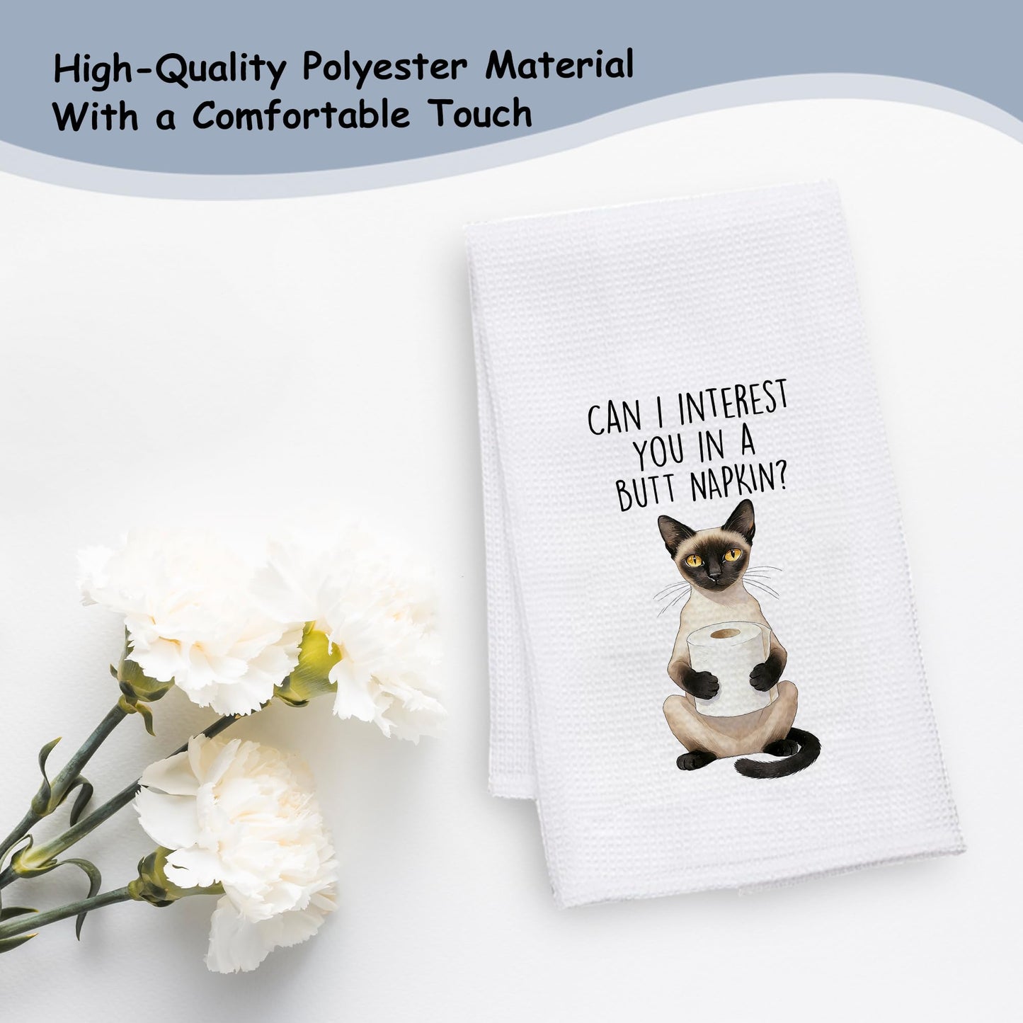 Blue and White Chinoiserie Orange Cat Bathroom Hand Towels, Orange Cat Gifts, Funny Oriental Kitty Decorative Hand Towels Bathroom Restroom Washroom Yoga Spa Zen Decor, 16x24 Inch BST326L