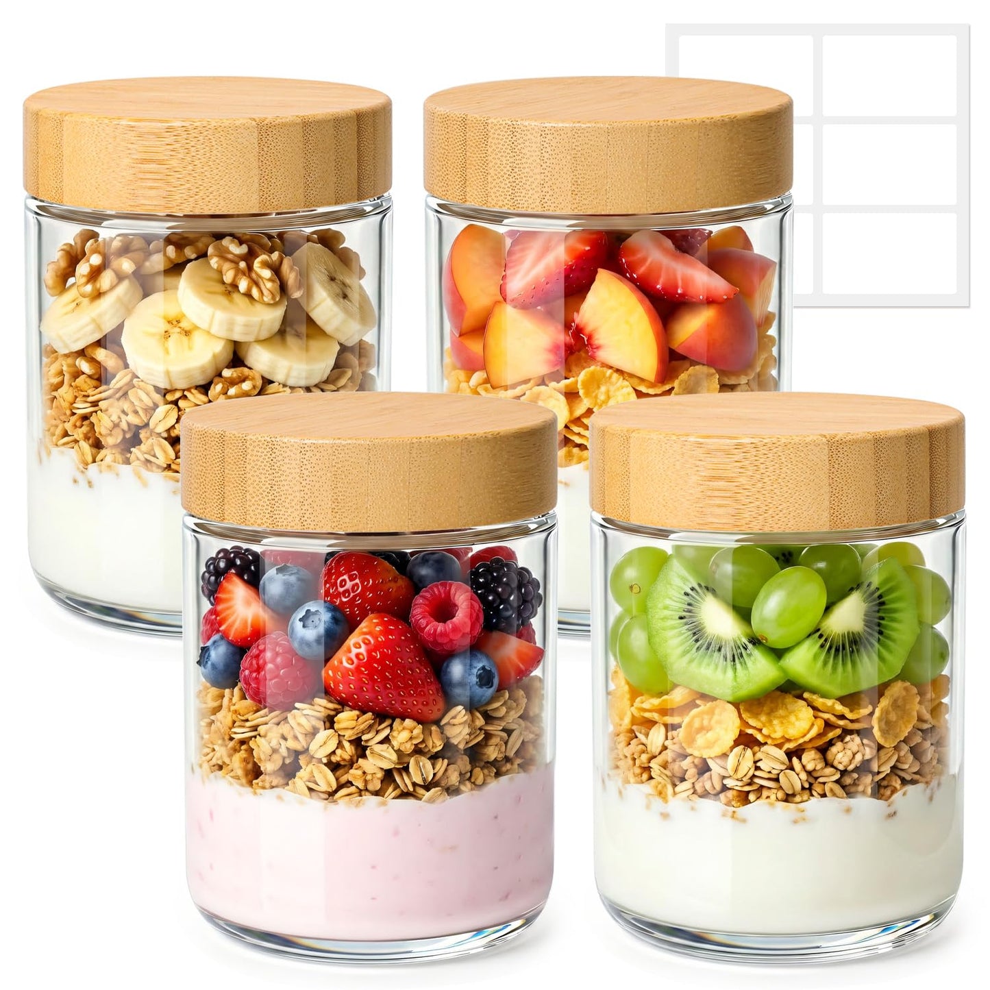 ComSaf Glass Storage Containers With Lids 0.5 Qt, 6 Pack Small Glass Jars | Small Glass Containers, Spice Jar 15oz, Candy, Family Snack Storage, Coffee Bar Organization, Size For Subpackage, BPA Free BST220