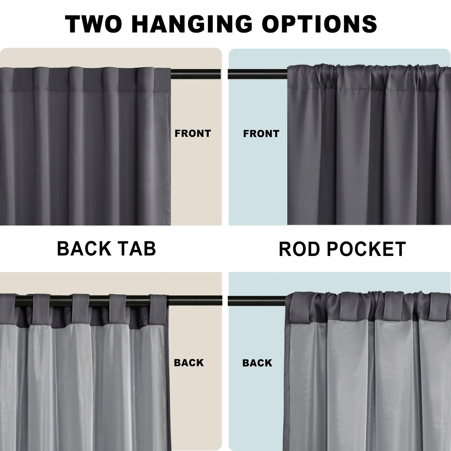XWZO White Blackout Curtains with Tiebacks - Rod Pocket & Back Tab Heat and Full Light Blocking Window Panels for Bedroom/Nursery, 84 Inches Long Thermal Insulated Draperies, W42 x L84, Set of 2 BST326H