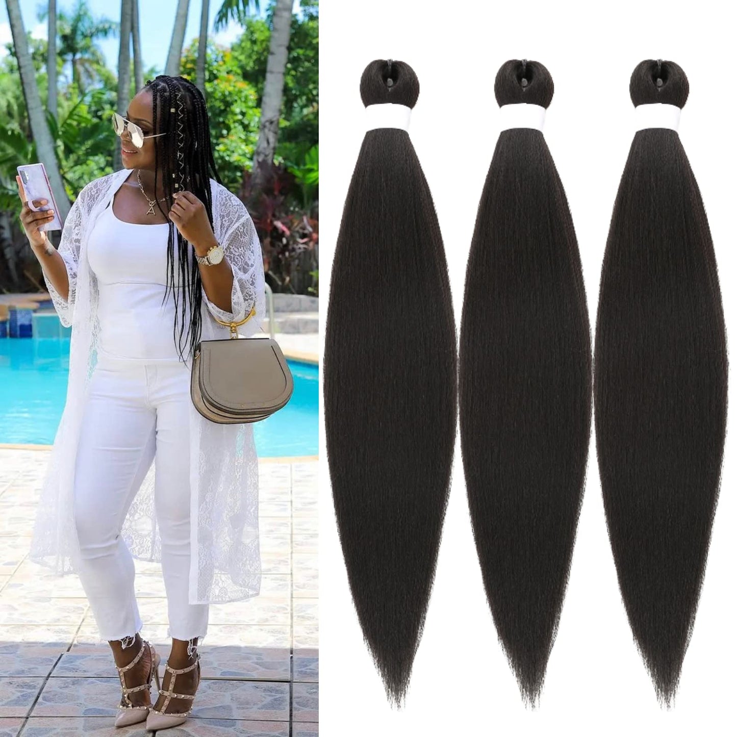 Purple Braiding Hair Pre stretched Knotless 26 inch | Hypoallergenic Synthetic Purple Prestretched Ez Braid Knotless Itch Free Soft Yaki Texture Hot Water Setting WN420
