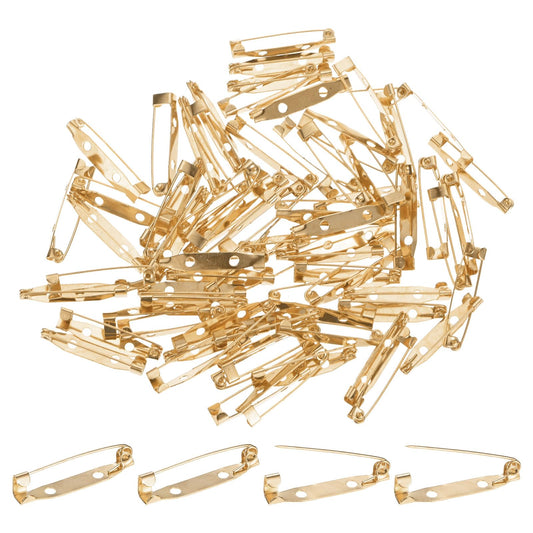M METERXITY 60-Pack Bar Pins, 1.4 Inch Brooch Pin Backs Safety Clasp for Badges/Name Tags/Corsage/DIY Crafting Sewing Fabric, Metal Boutonnieres Locking Pin-Backing [35mm, Light Golden] BST220