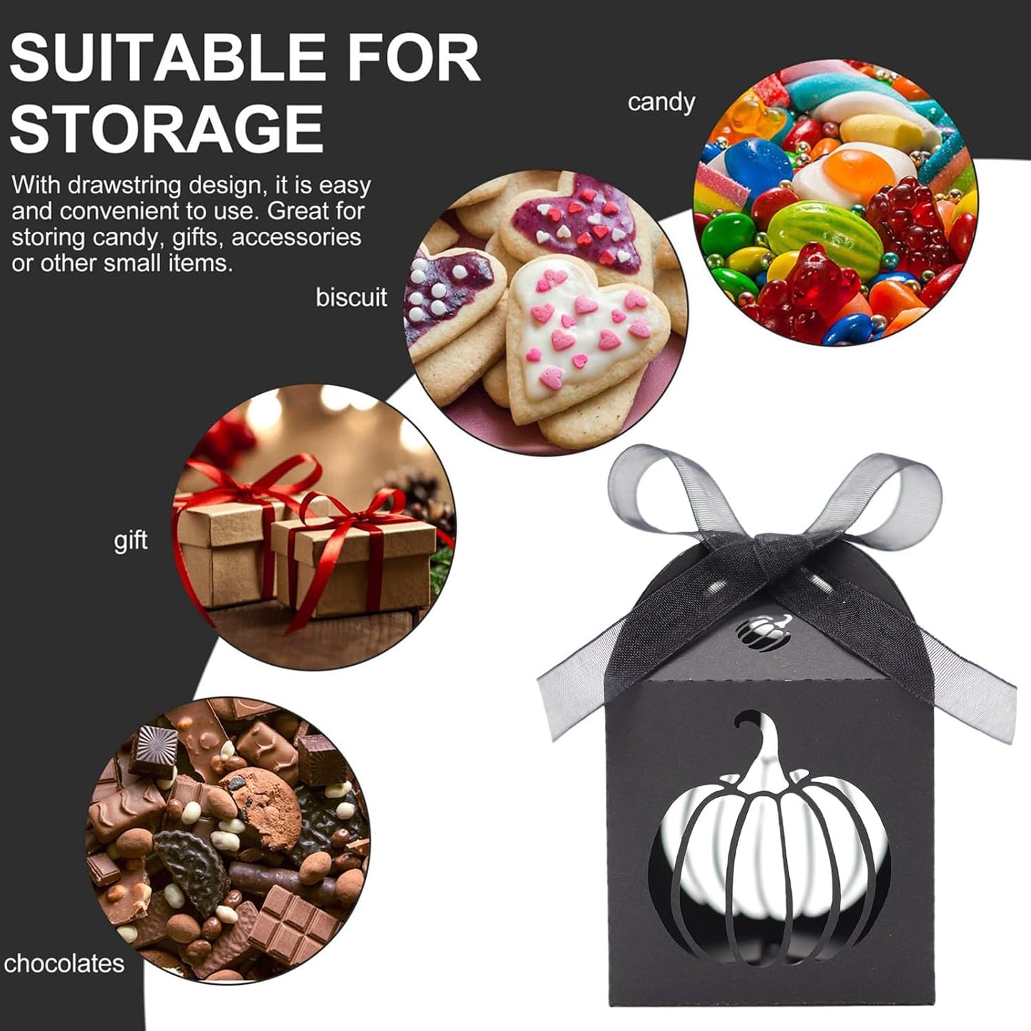 Ncozwo 20 Pcs Black Halloween Party Treat Boxes Pumpkin Candy Cookies Gift Box Hollowed-out Pumpkin Favor Boxes Hollow Die-Cut Cardboard Chocolate Container for Birthday Party Supplies Decorations BST220