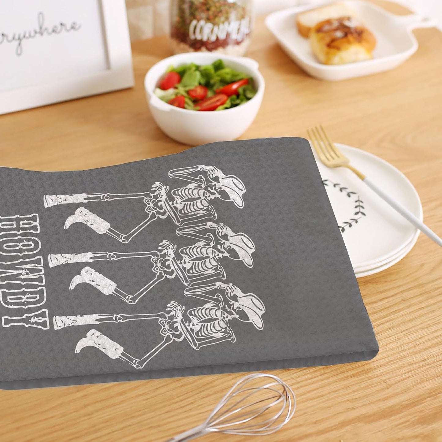HIWX Preppy Skeleton Halloween Decorative Kitchen Dish Towels, Hand Towels - Gray (1624) BST326L