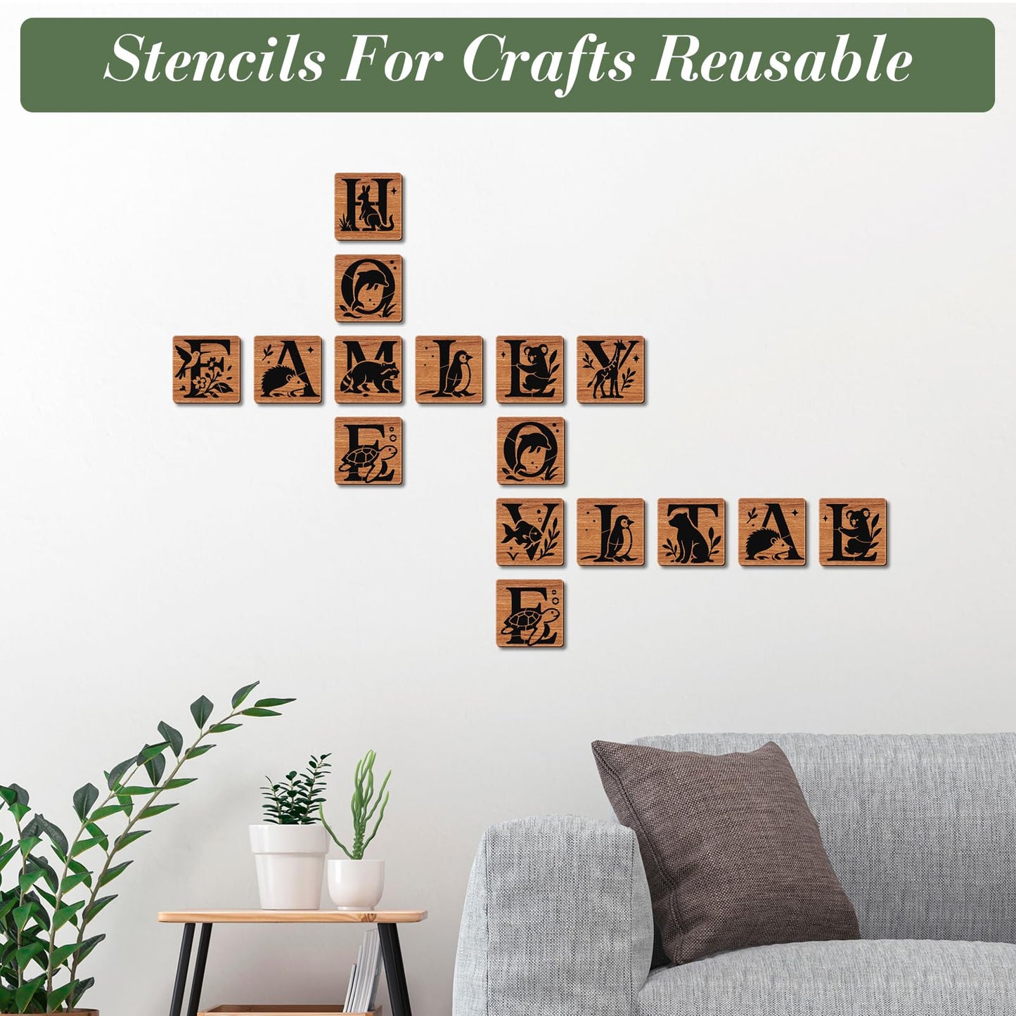 Letter Stencils for Crafts Reusable 42Pcs Number Stencils(5 Inch Font) | DIY Art Painting Stencil Furniture Decor Kit for Wood Embroidery Wall Silk Screen Journaling BST202