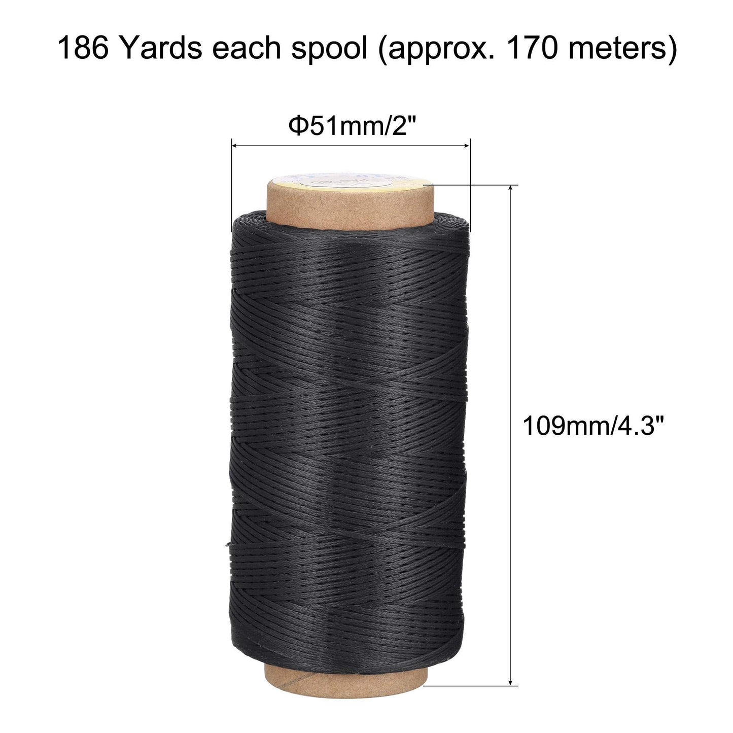 uxcell Leather Sewing Thread 186 Yards 210D/1mm Polyester Waxed Cord for Manual Sewing, Wheat BST326H