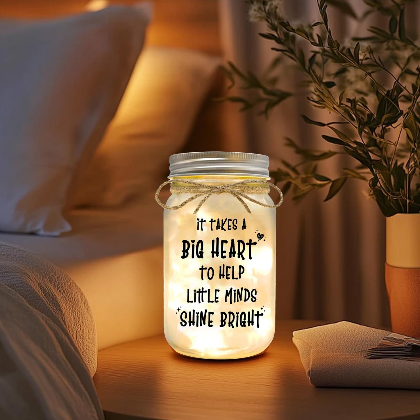 Kimoli Teacher Appreciation Gifts for Women Teacher Christmas Gift Mason Jar Night Lights with Warm Lights Home Decor BST326H