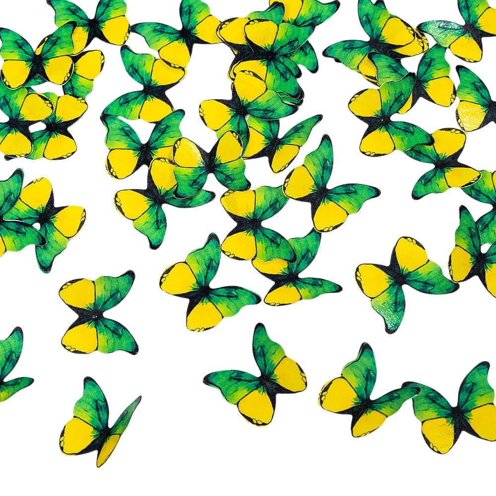 Edible Butterflies for Cake Decorating, Rainbow edible Butterfly Cake Toppers and Cupcake Toppers, Edible Wafer Paper Butterflies Set of 48 Rainbow Cake Food Decorations (5Colors-1) BST326L