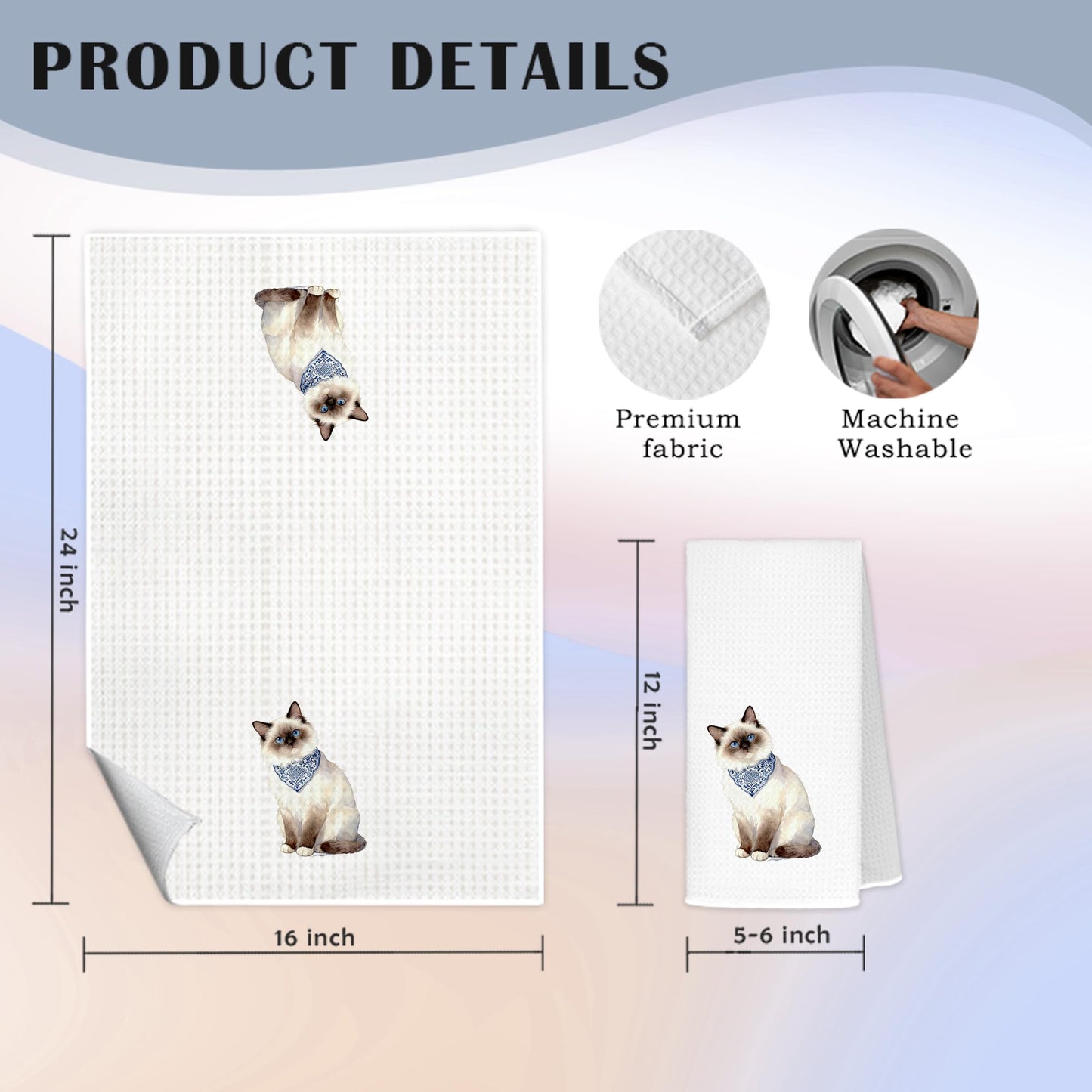Blue and White Chinoiserie Orange Cat Bathroom Hand Towels, Orange Cat Gifts, Funny Oriental Kitty Decorative Hand Towels Bathroom Restroom Washroom Yoga Spa Zen Decor, 16x24 Inch BST326L