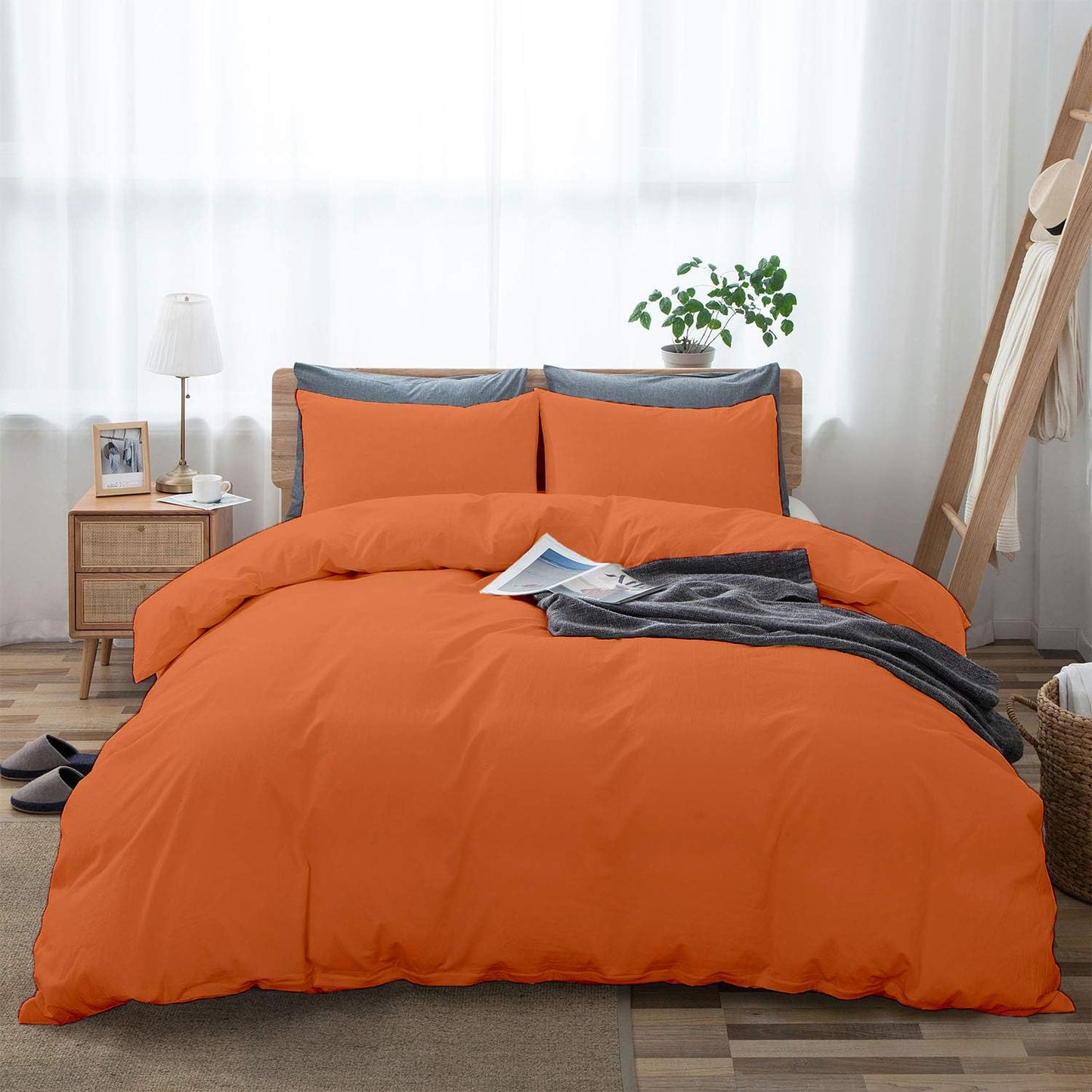 100% Cotton Oversized King plus 3 Piece Duvet Cover set 128x120 inch Breathable Luxury Soft & Cozy | Durable and Fade Resistant | Double Hem-Stitched Sateen Weave (Oversized King plus, White) BST220