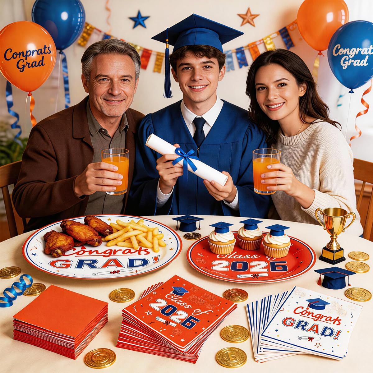 2026 Graduation Plates and Napkins, 320 PCS, Serves 80 | Disposable Class of 2026 tableware set for graduation parties, ceremonies and school celebrations BST202