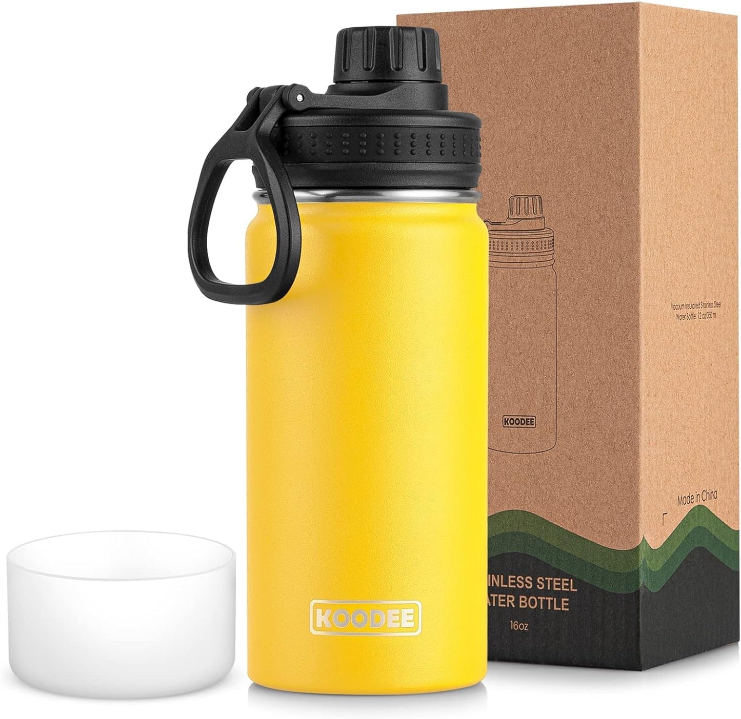 koodee Water Bottle-12 oz Stainless Steel Double Wall Vacuum Insulated Water Bottle for School-Wide Mouth Flask with Straw Lid (Teal) BST220