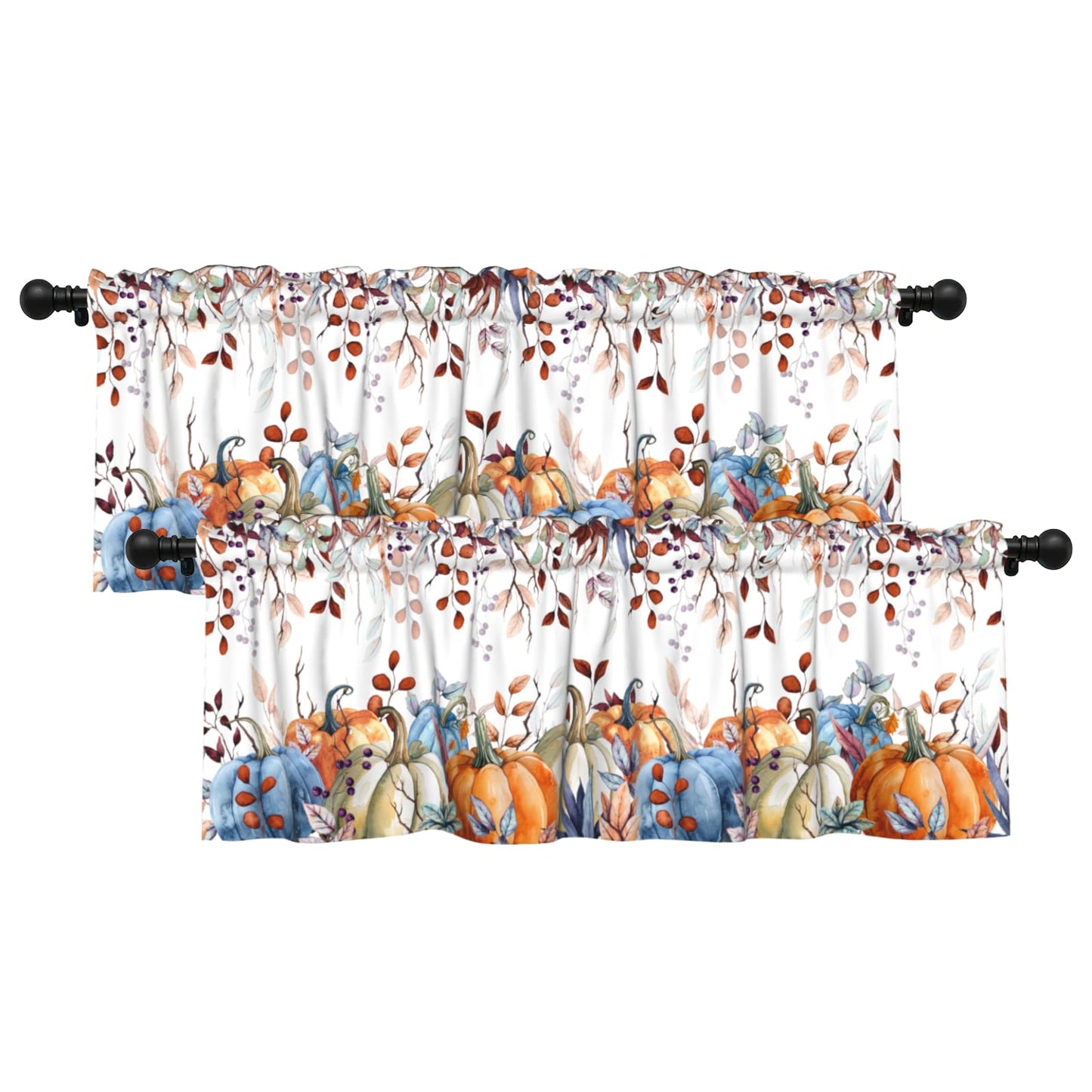 Patriotic Valance for Kitchen 2 Pack 54"x18" American Flag Curtains for Windows Red White Blue Stars 4th of July Independence Day Eucalyptus Leaf Window Treatment Rod Pocket Valance for Home Decor BST326L