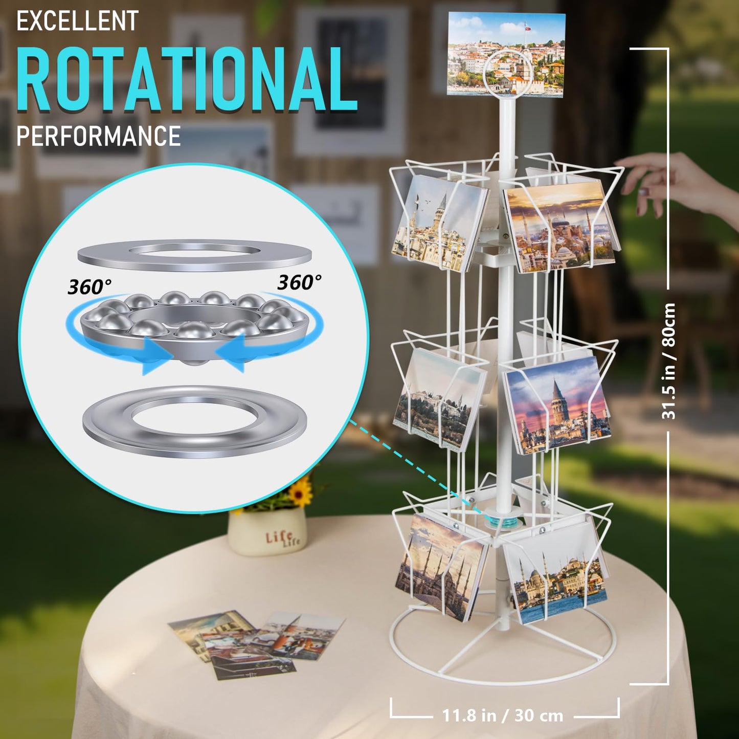 ANBOXIT Greeting Card Display Stand, Metal Rack Holder Organizer | for Retail Stores Vendors, Postcards, Stickers, White - 4 Tier BST202