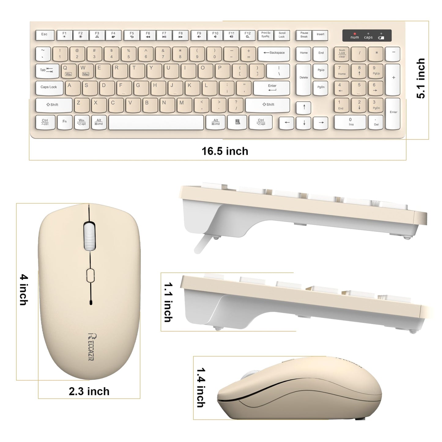 Wireless Keyboard and Mouse Combo, Full-Sized Wireless Keyboard and Adjustable DPI Mouse, 2.4GHz USB Receiver, Silent Keyboard and Mouse for PC, Windows, MAC, Desktop, Laptop (Avocado Green)