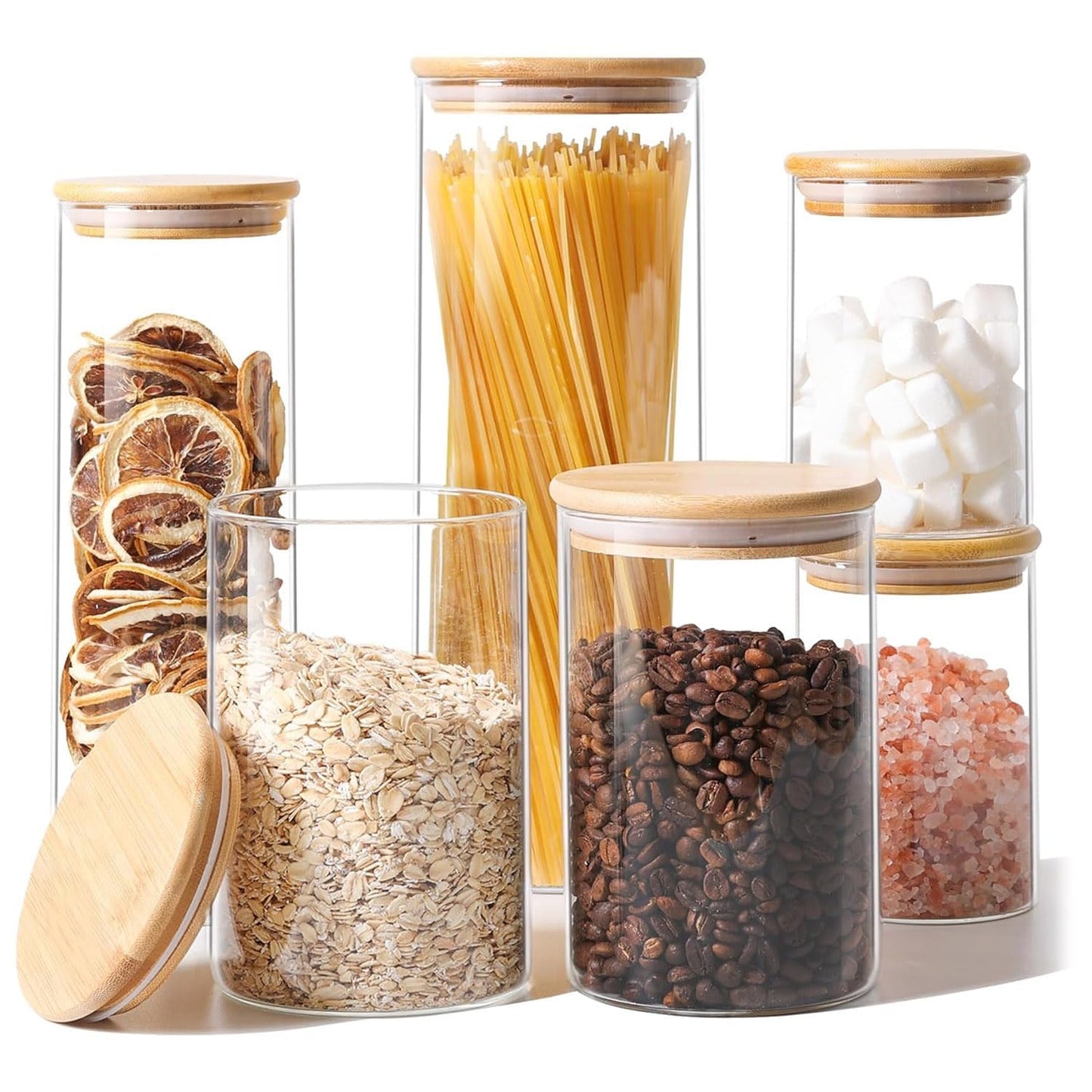 ComSaf Glass Storage Containers With Lids 0.5 Qt, 6 Pack Small Glass Jars | Small Glass Containers, Spice Jar 15oz, Candy, Family Snack Storage, Coffee Bar Organization, Size For Subpackage, BPA Free BST220